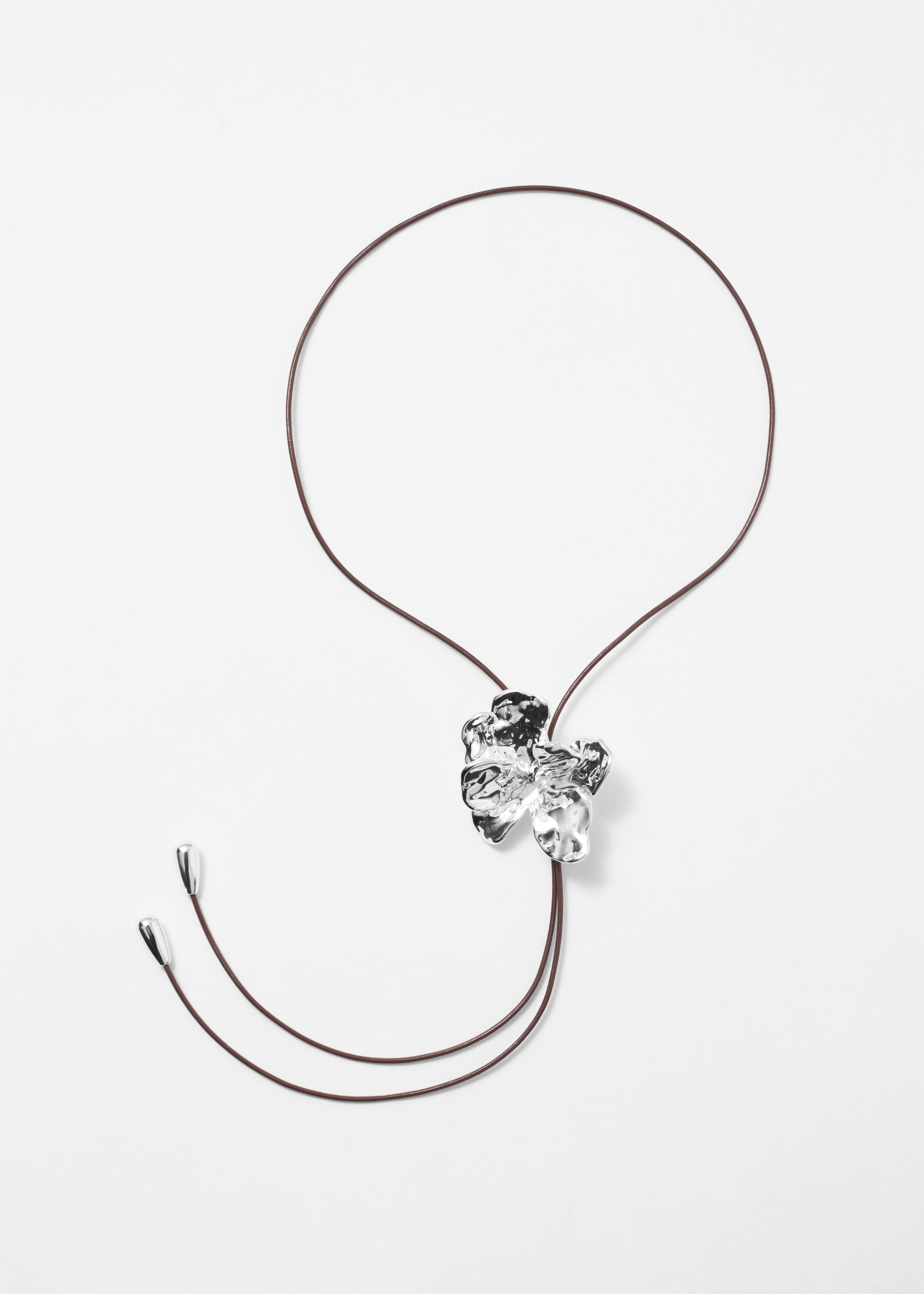 Cravate bolo avec fleur - Argent/Noir