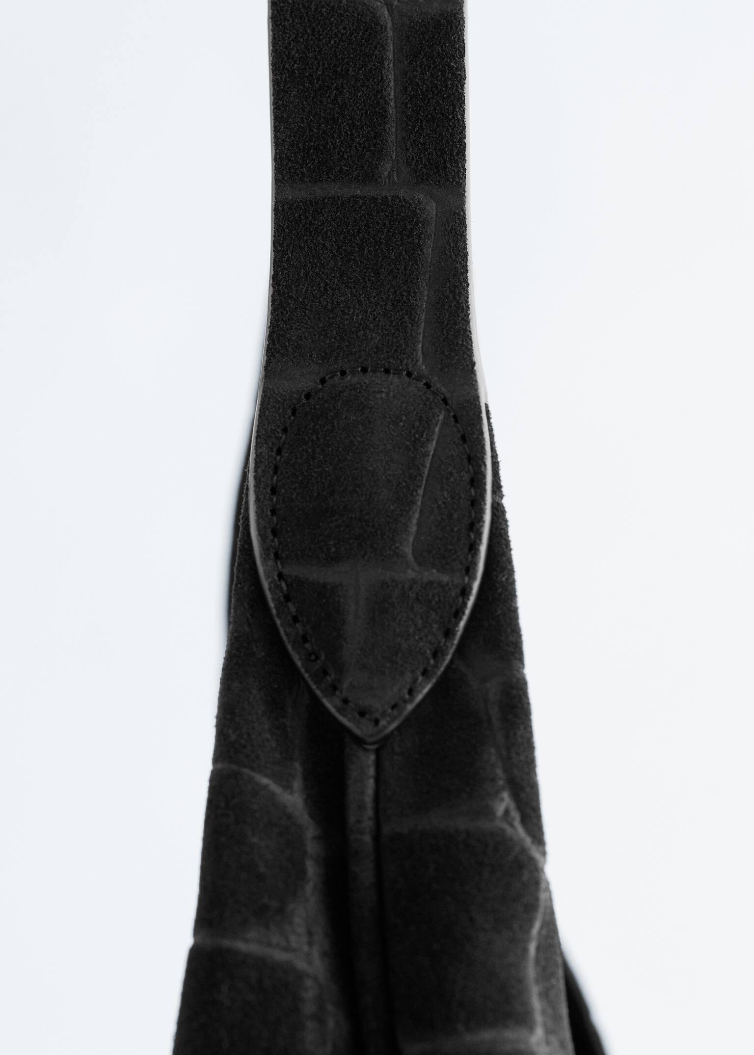 Geantă Tote din piele întoarsă Croco - Negru Croco - 3