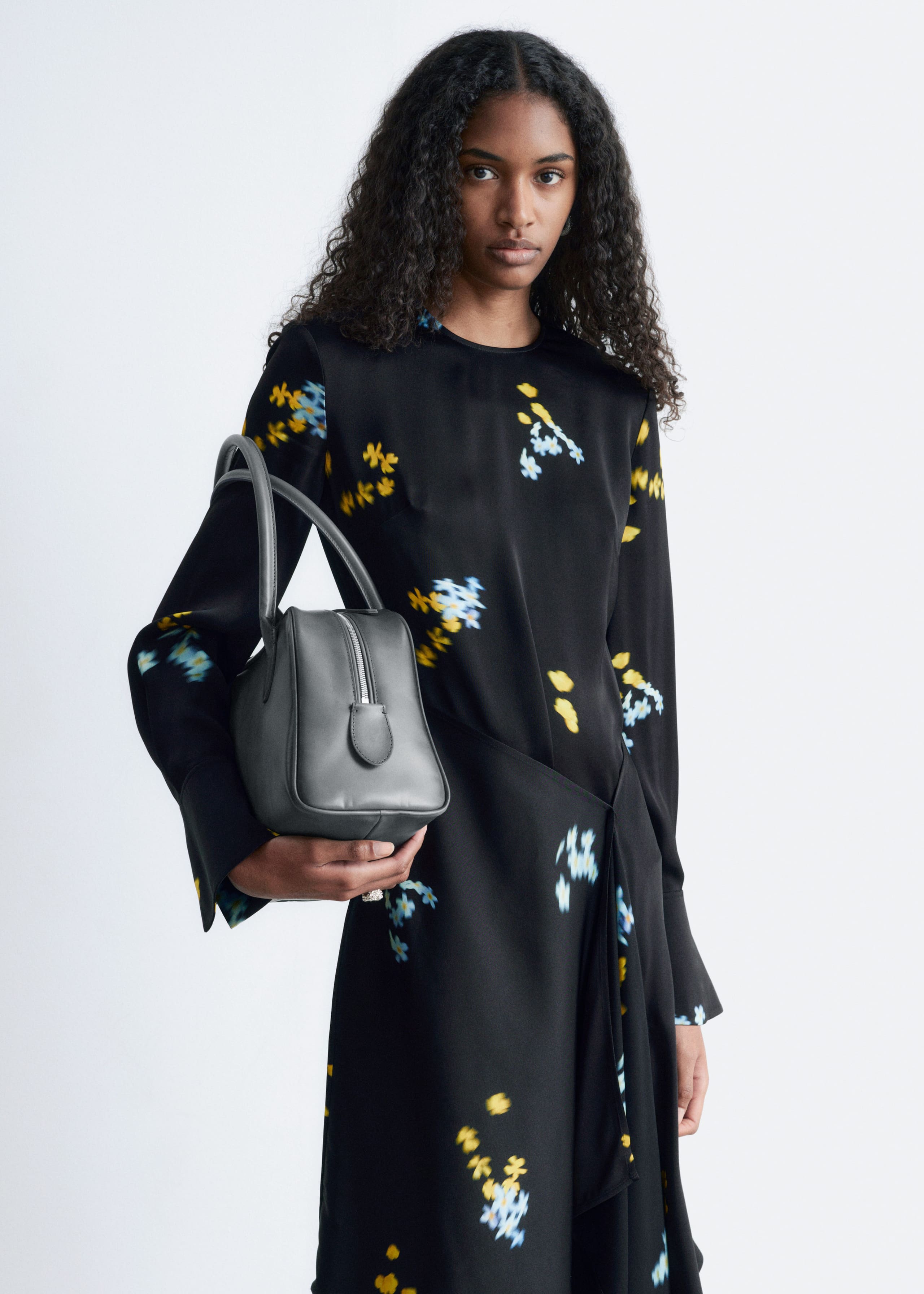 Image of Asymmetric Long-Sleeve Mini Dress