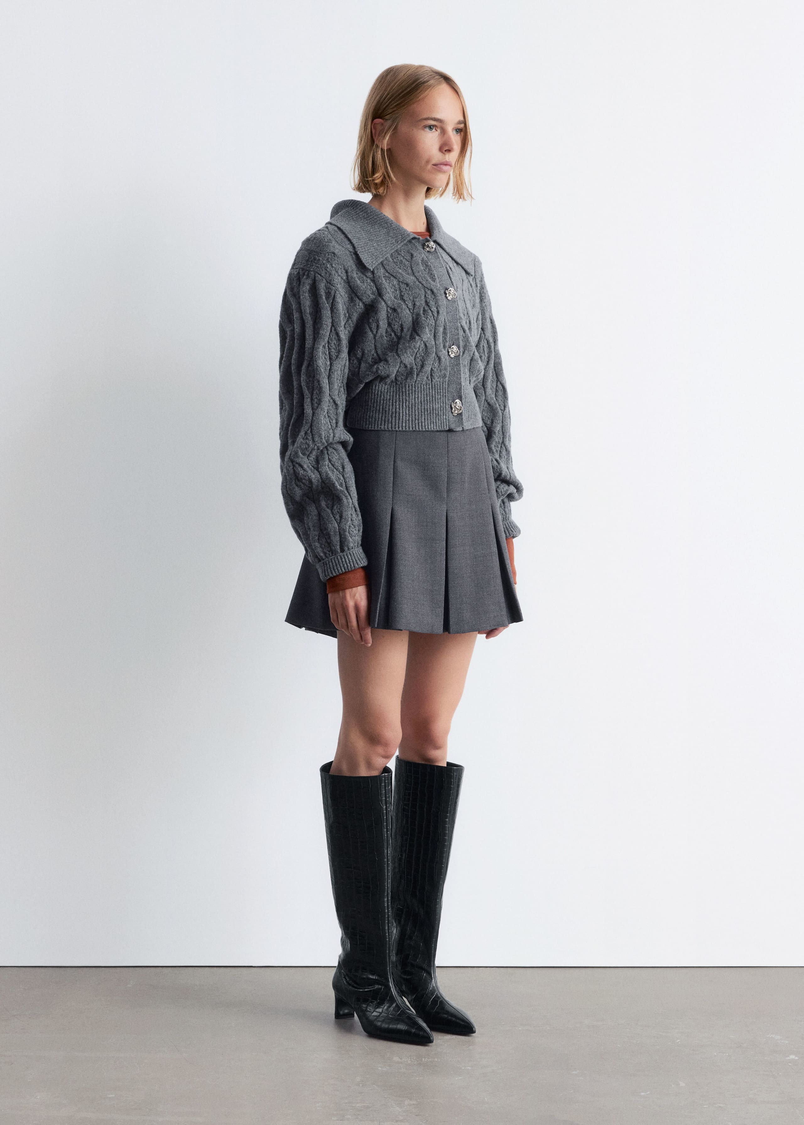 Image of Cable-Knit Wool-Blend Cardigan