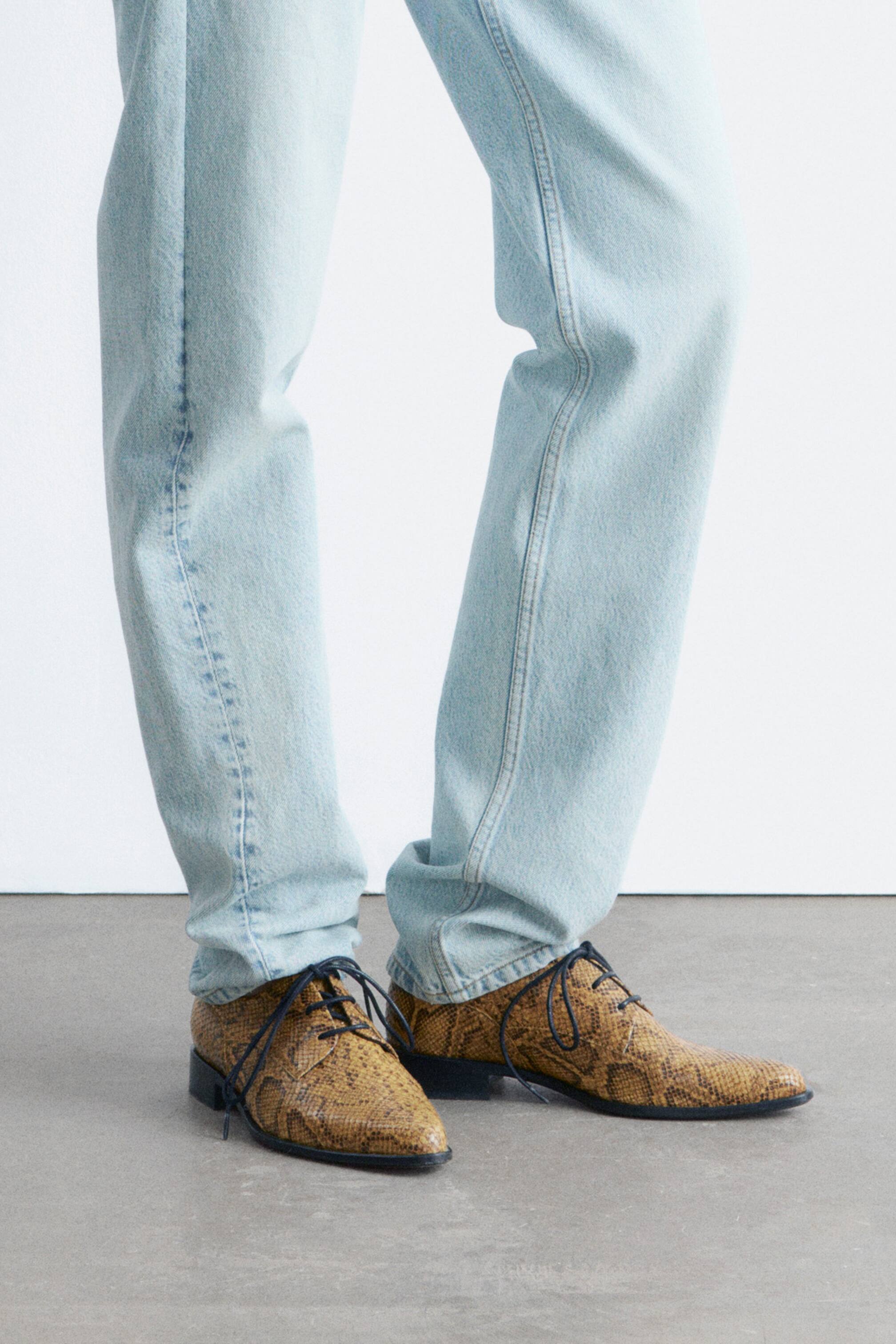 Ingrandisci l'immagine: Derbyschuhe aus Leder - Beige/Schlangenprint - DONNA | H&M CH 1