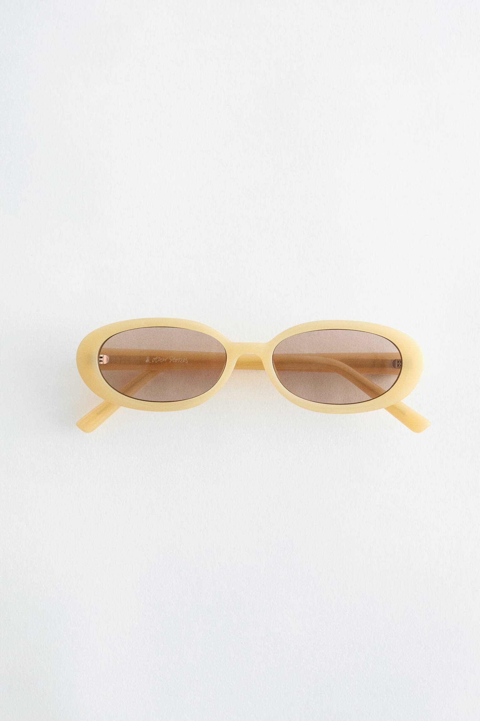 Slim Oval-Frame Sunglasses - Yellow/Brown - 2