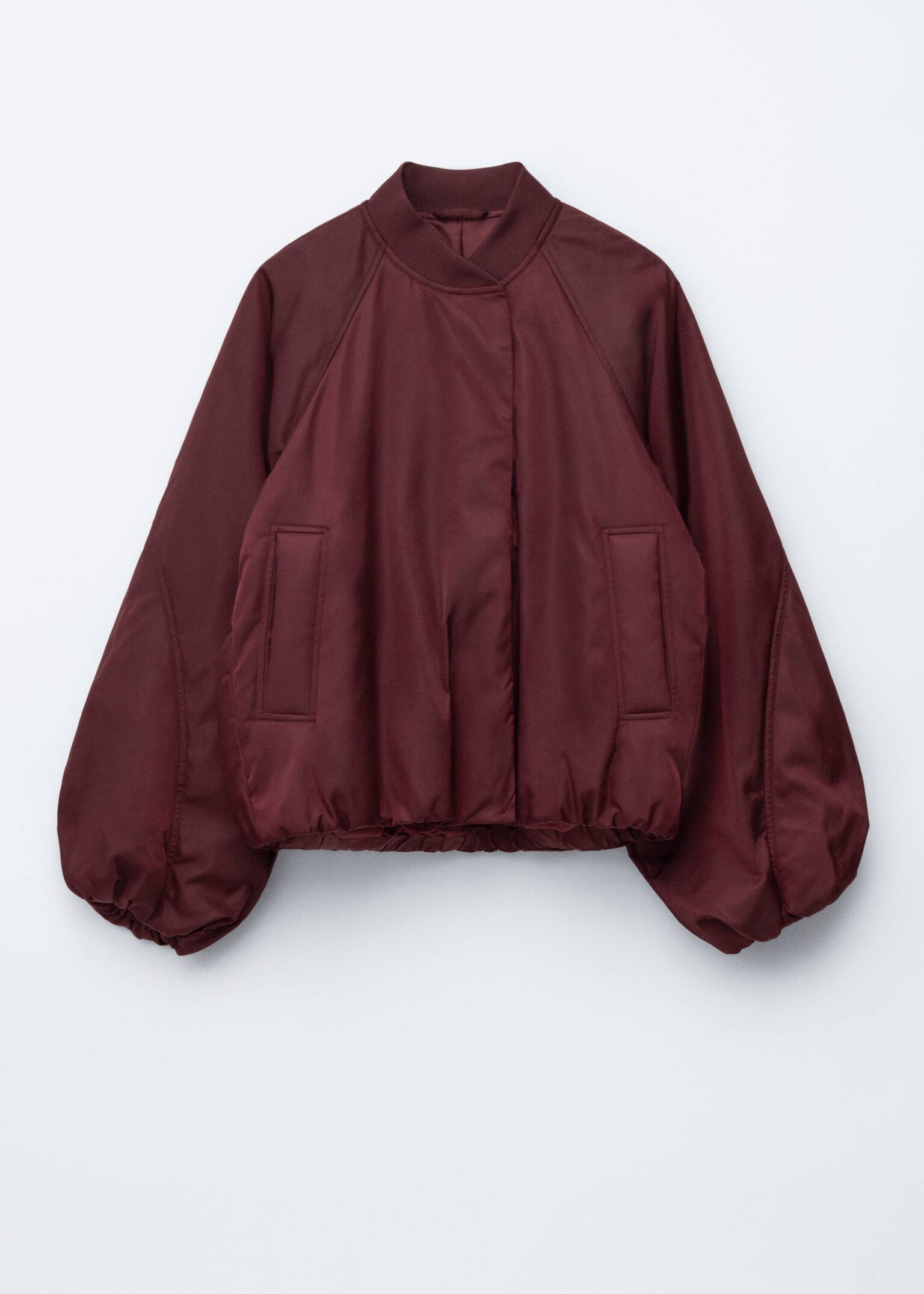 Bomberjacke mit voluminösen Ärmeln - Dunkelrot/Schwarz - 2
