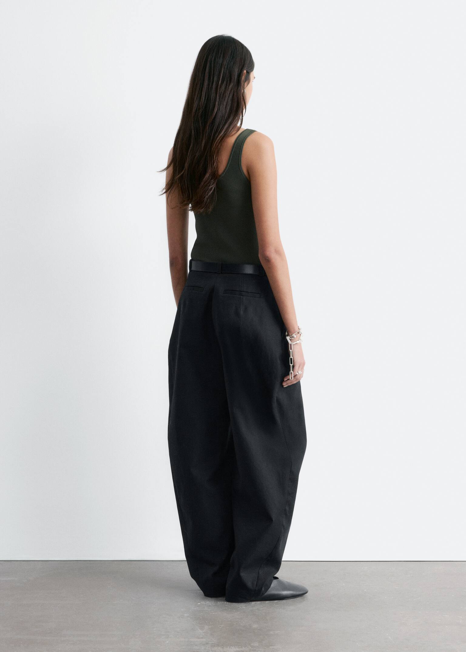 גופייה סרוגה - ירוק חאקי כהה - 7