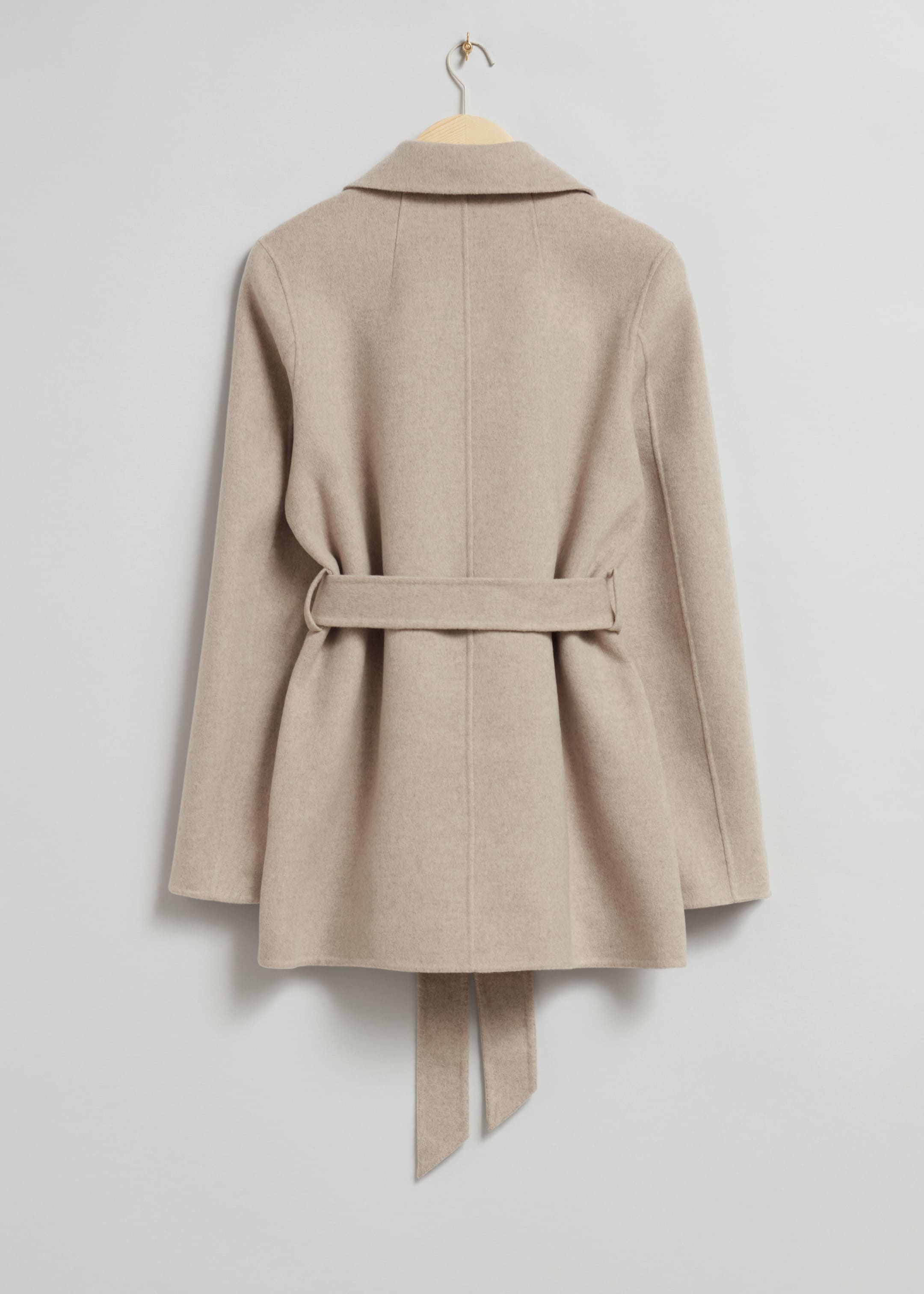 View larger image: Short Belted Wool Coat - Beige - Ladies | H&M GB 2