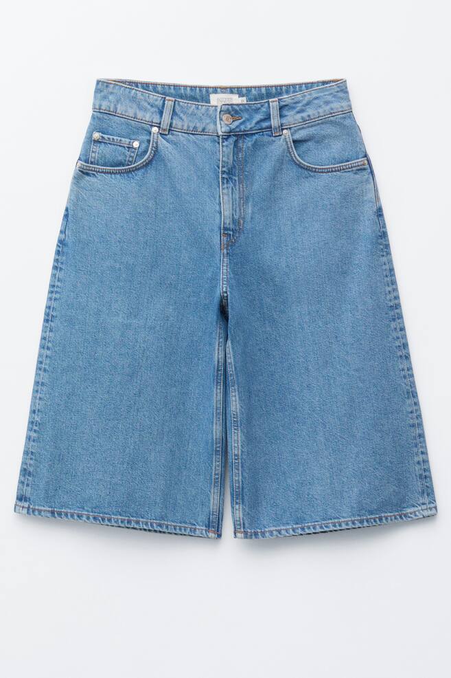Denim Knee-Length Shorts - Mid Blue/Ecru - 1