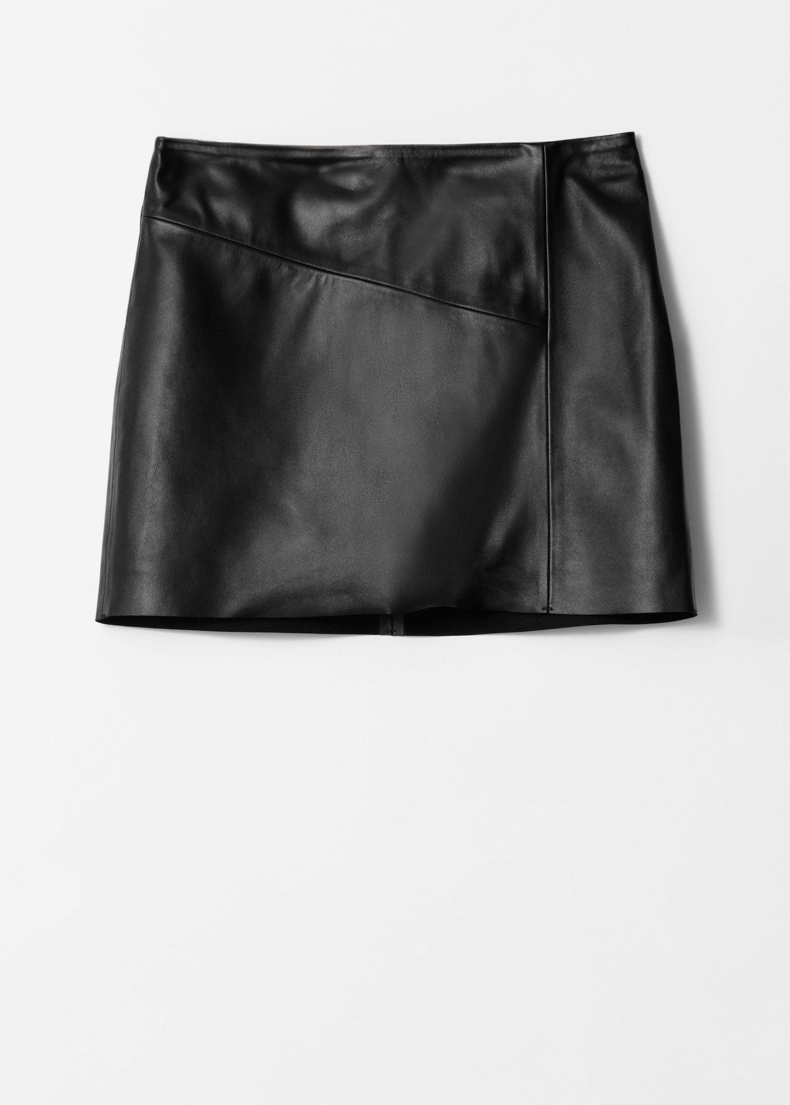 Raw-Edge Leather Mini Skirt - Black