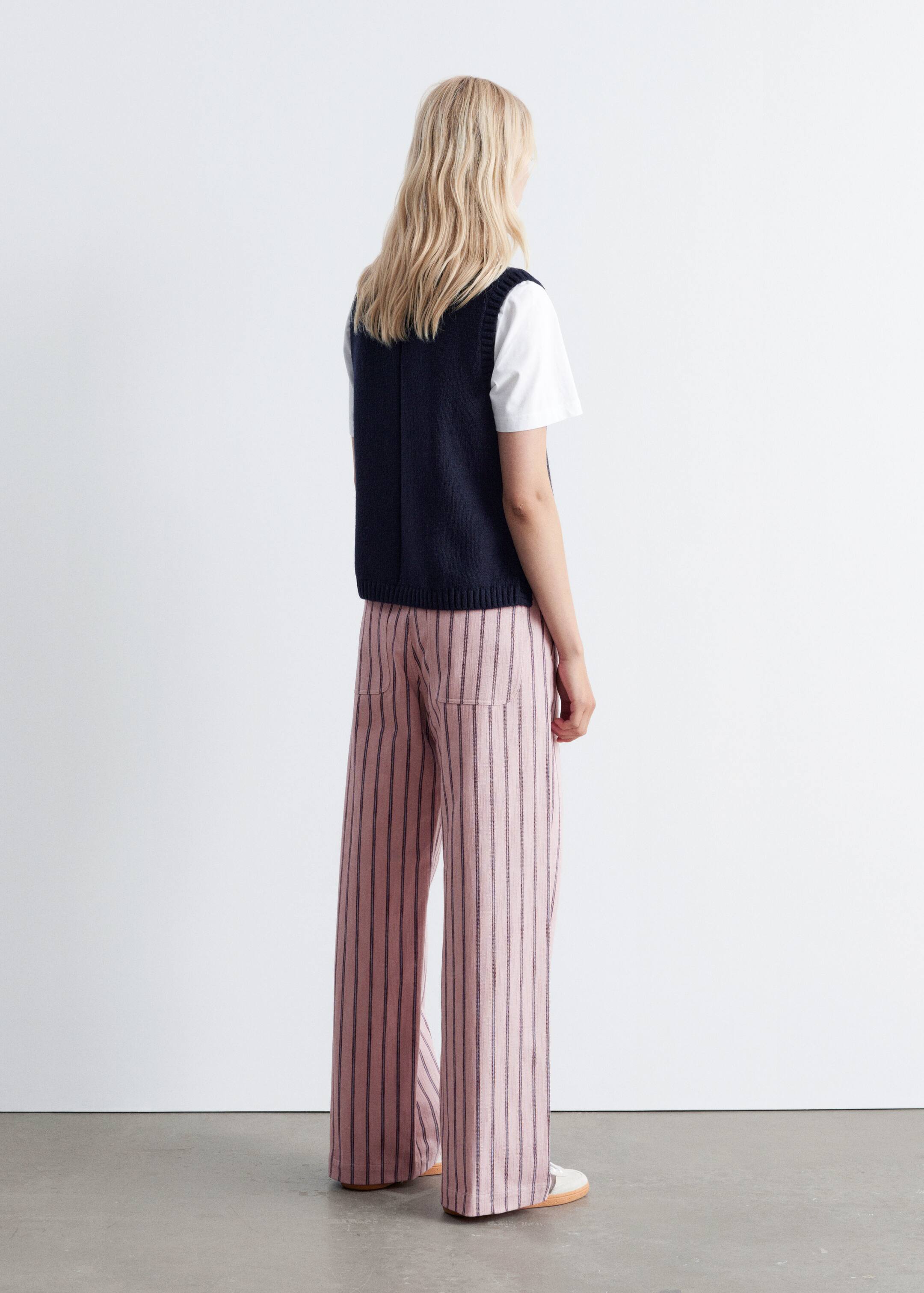 Visa större bild: Randig bomullsbyxa - Rosa/vinröd/randig - DAM | H&M SE 3