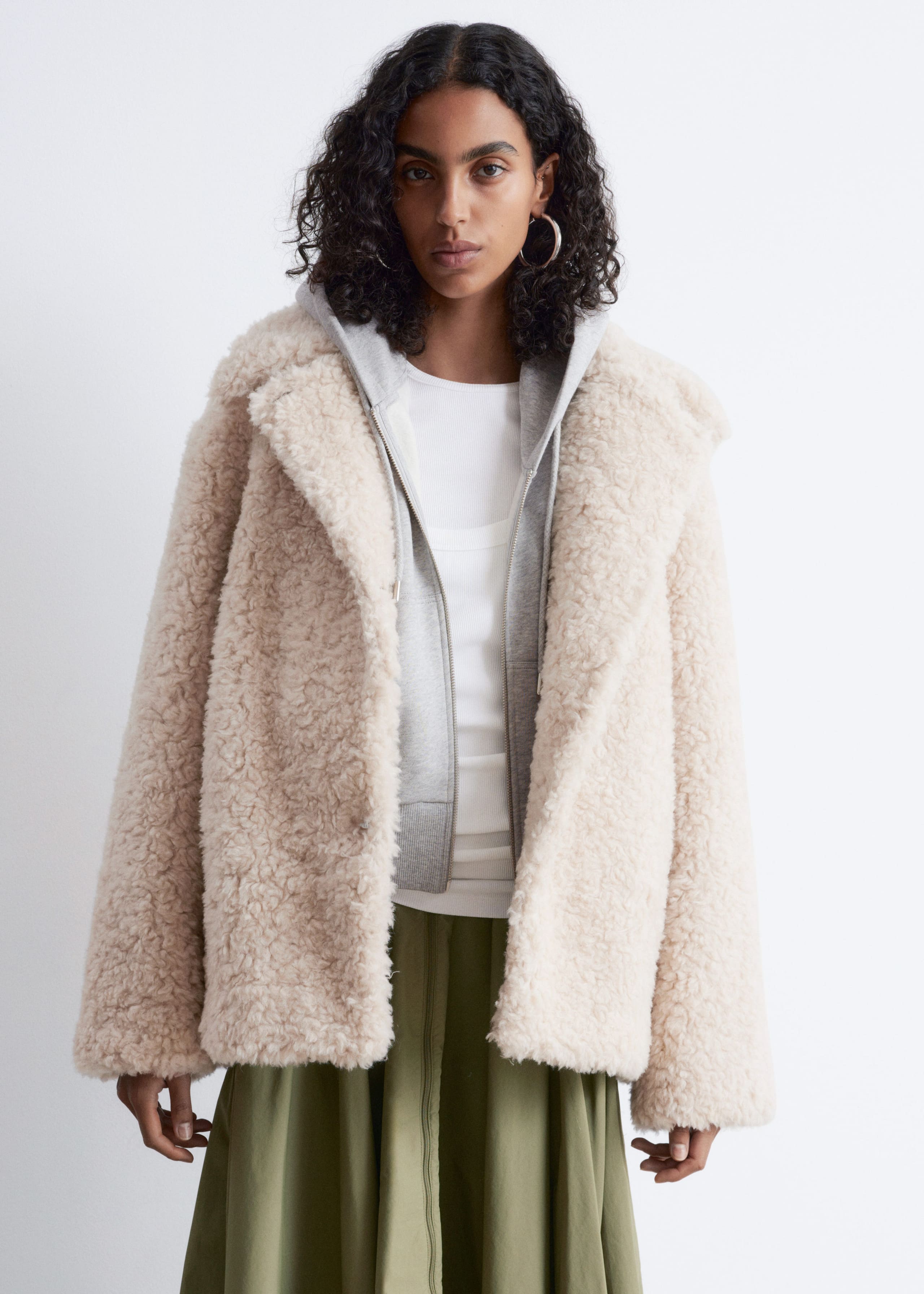 Wool-Blend Faux-Fur Jacket - Beige - Lookbook