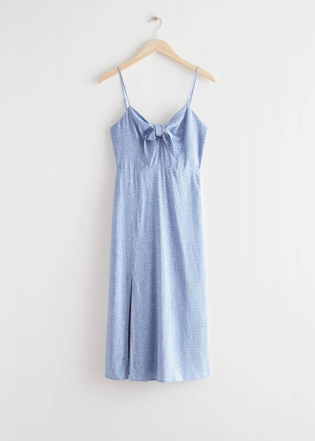 Printed Strappy Midi Dress - Blue Print - Bodegón