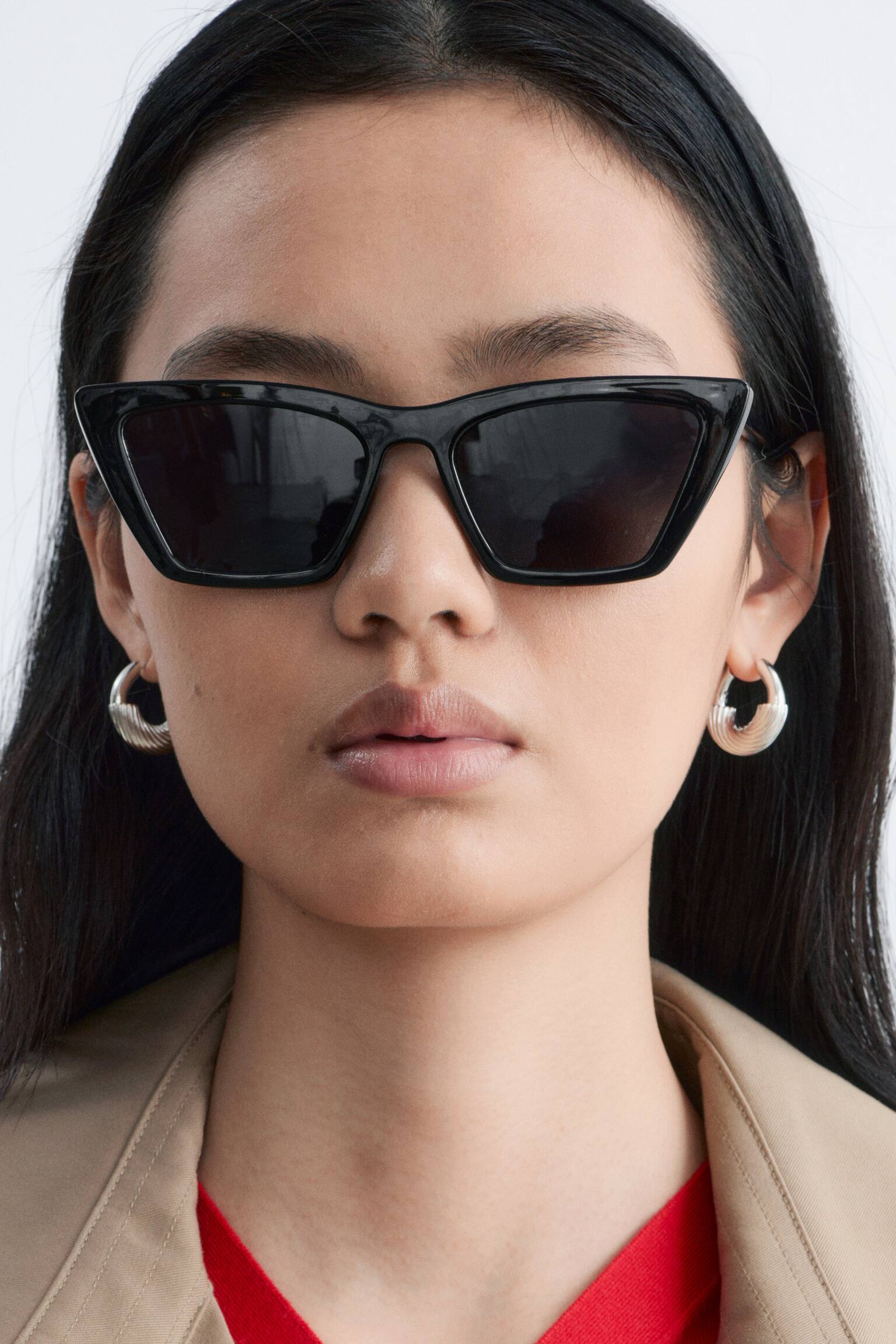 Γωνιακά Γυαλιά Ηλίου Cat-Eye - Μαύρο/Καφέ Χελώνας - 1