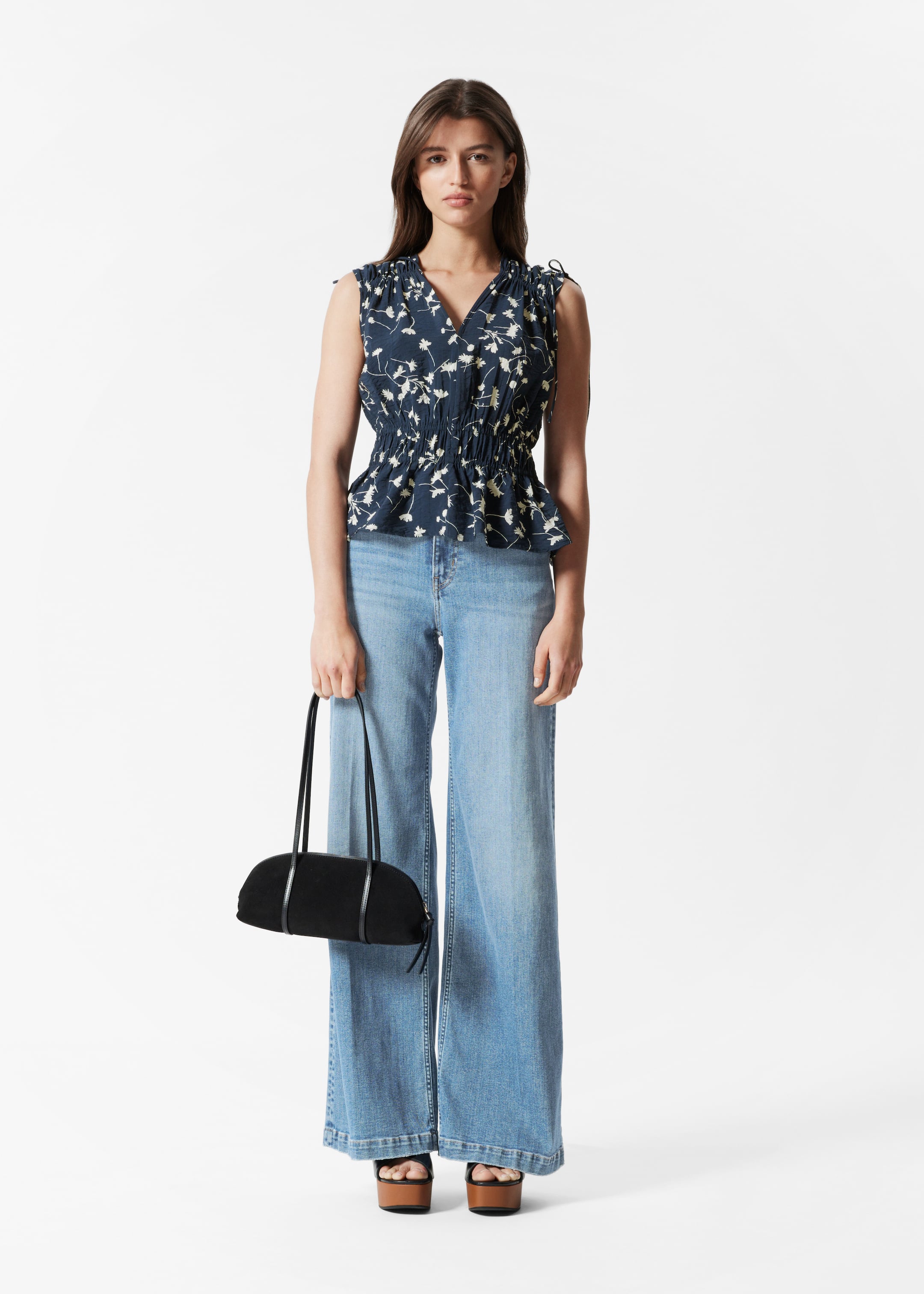 Größeres Bild ansehen: Oberteil mit Raffungen - Navyblau/Gemustert - Ladies | H&M DE 2
