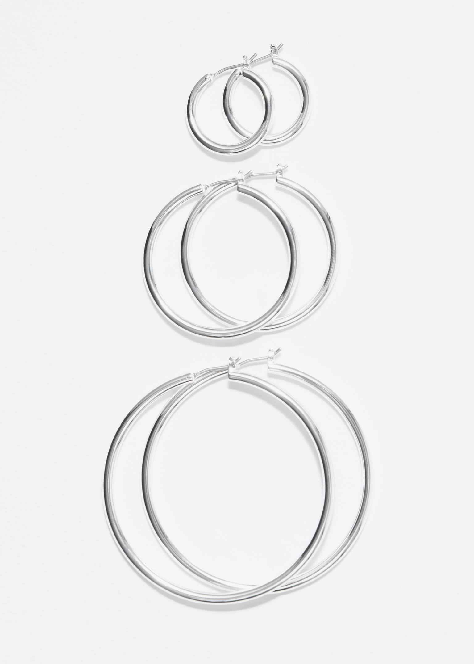 Hoop-Ohrringe im Set - Silber/Gold - 1