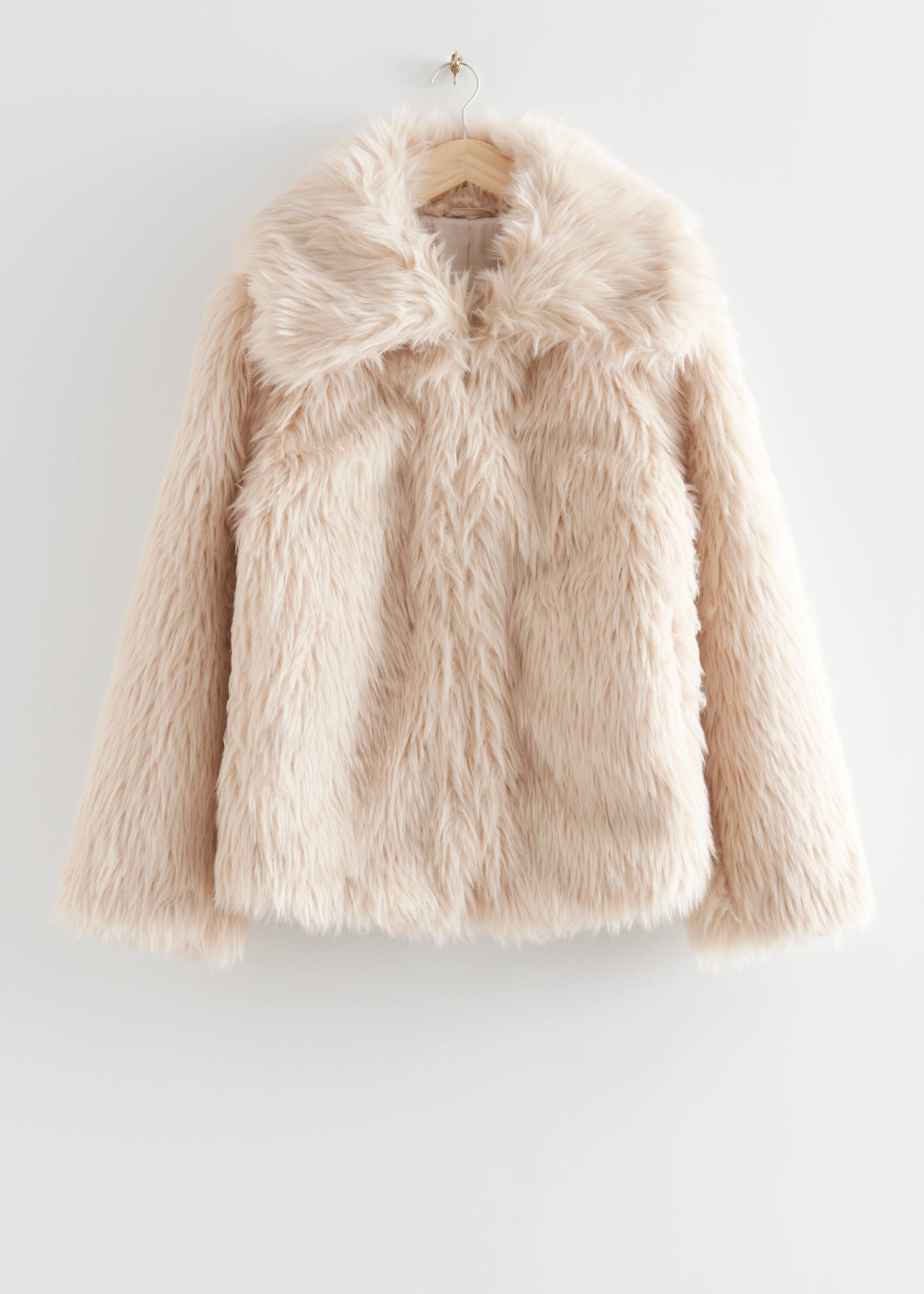 View larger image: Oversized Collar Faux Fur Coat - Beige - Ladies | H&M GB 1