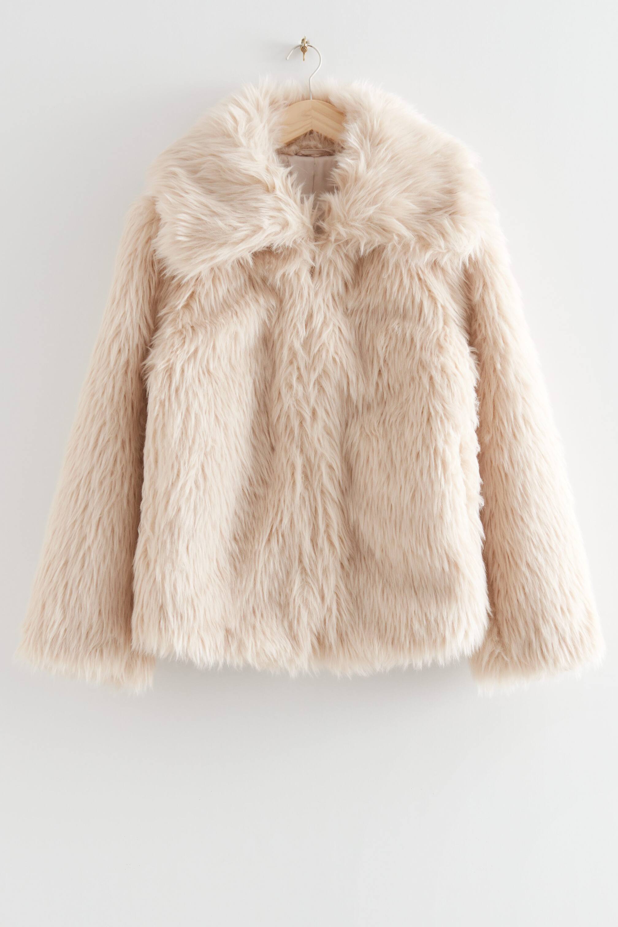 View larger image: Oversized Collar Faux Fur Coat - Beige - Ladies | H&M GB 1