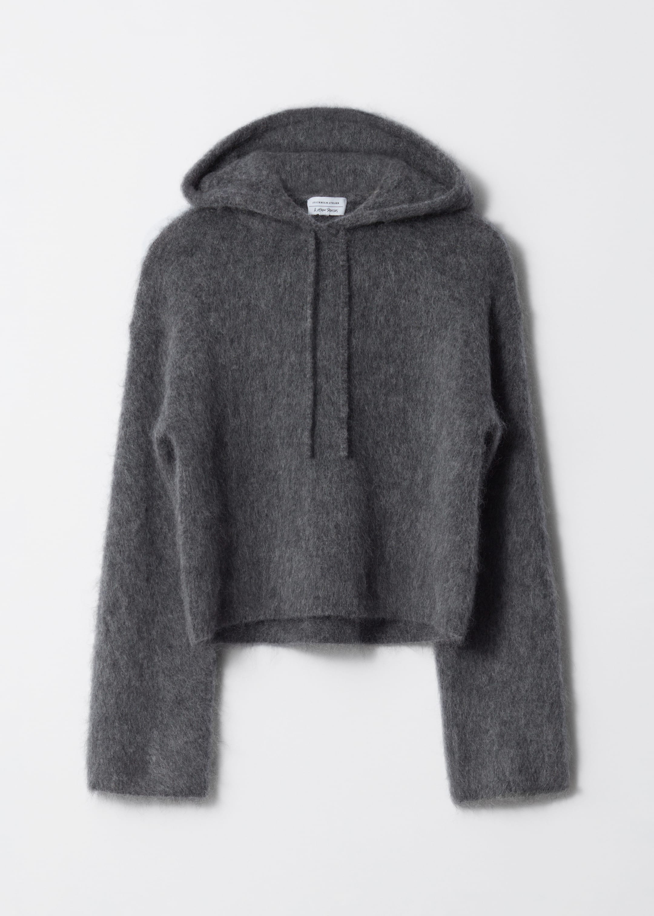 Grotere afbeelding bekijken: Gebreide hoodie in een mohairmix - Antracietgrijs - DAMES | H&M NL 1