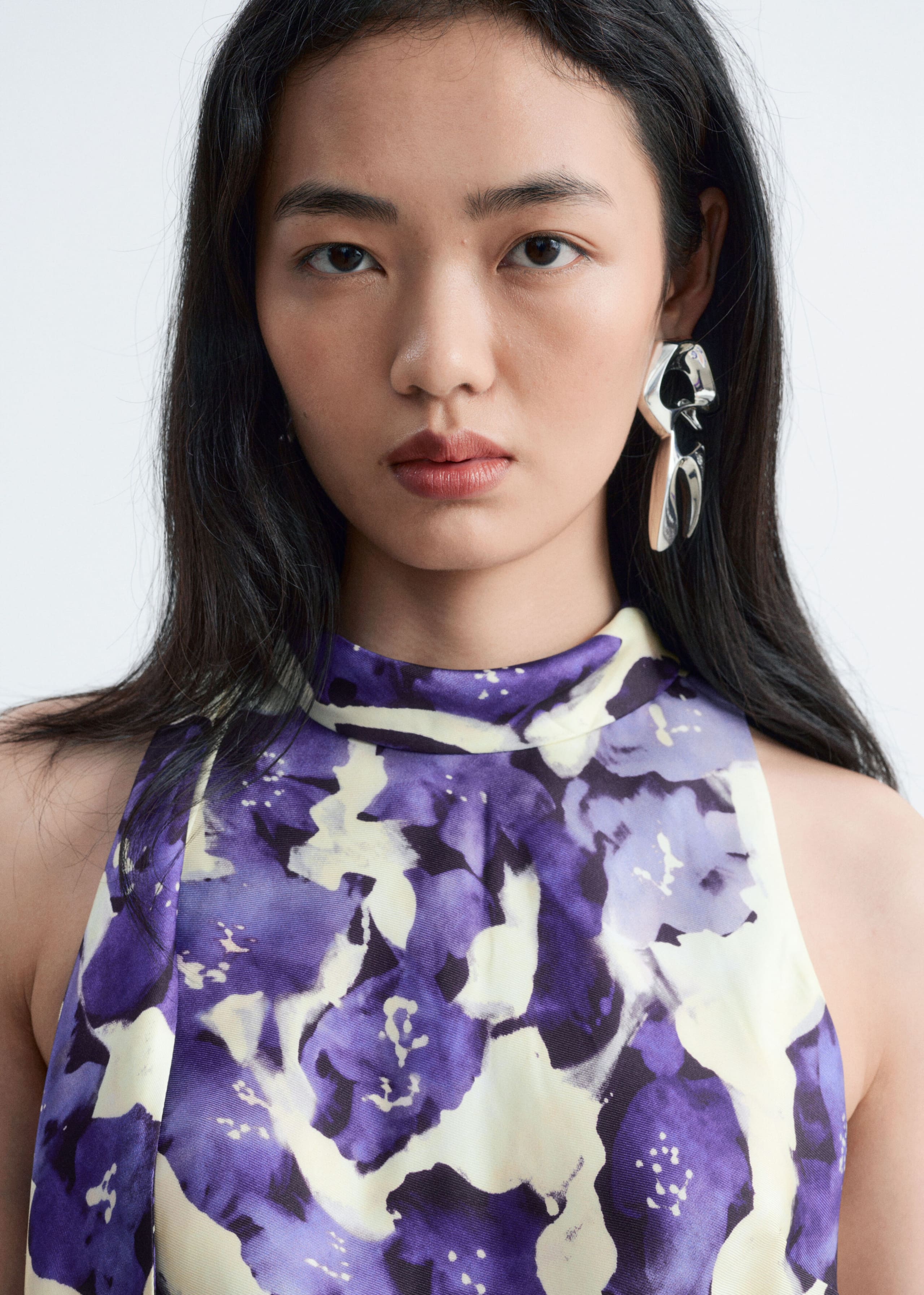 Sculptural Drop Brass Earrings - Silver - Lookbook