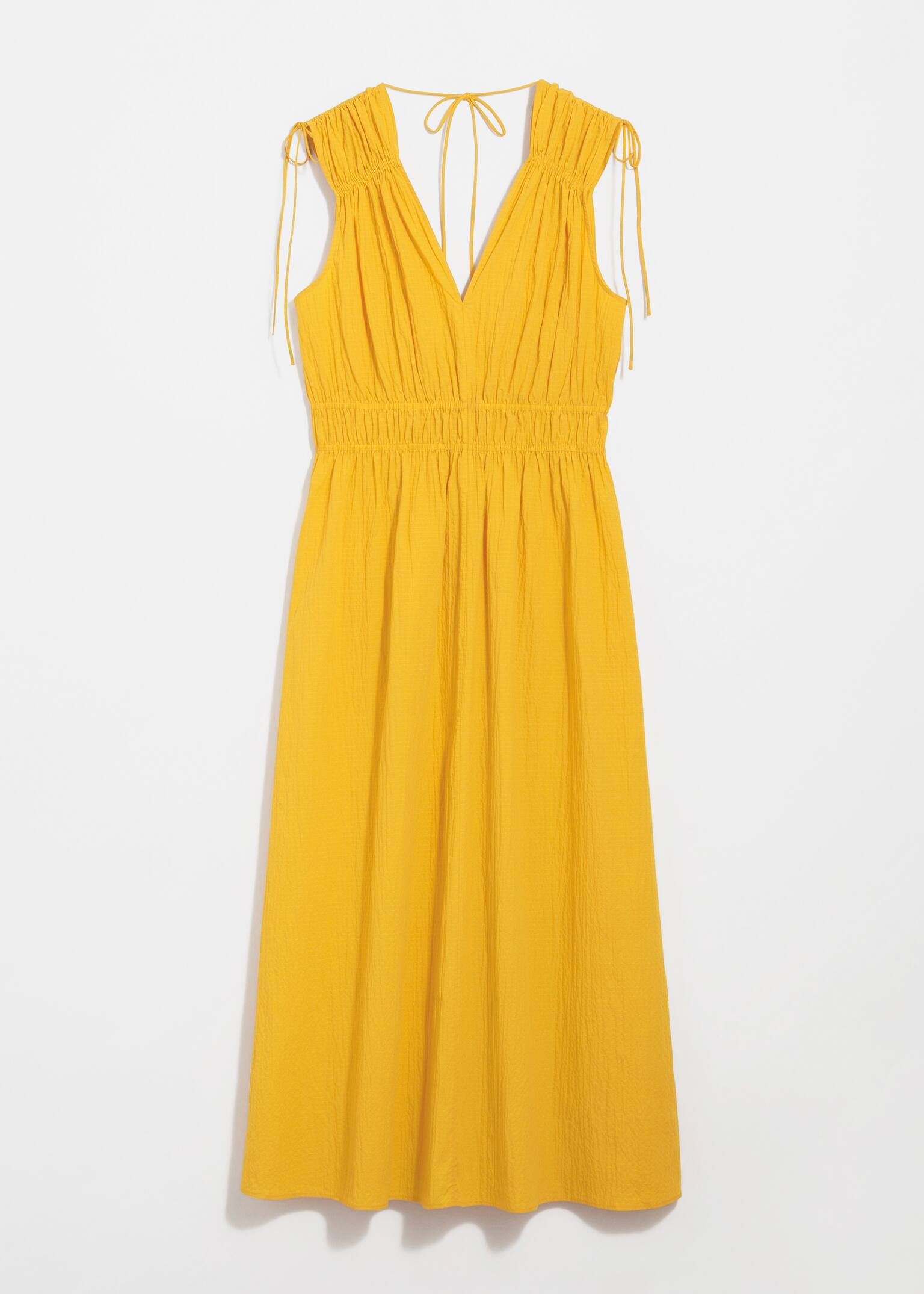 Midi šaty s vázáním - Yellow/Modré pruhy