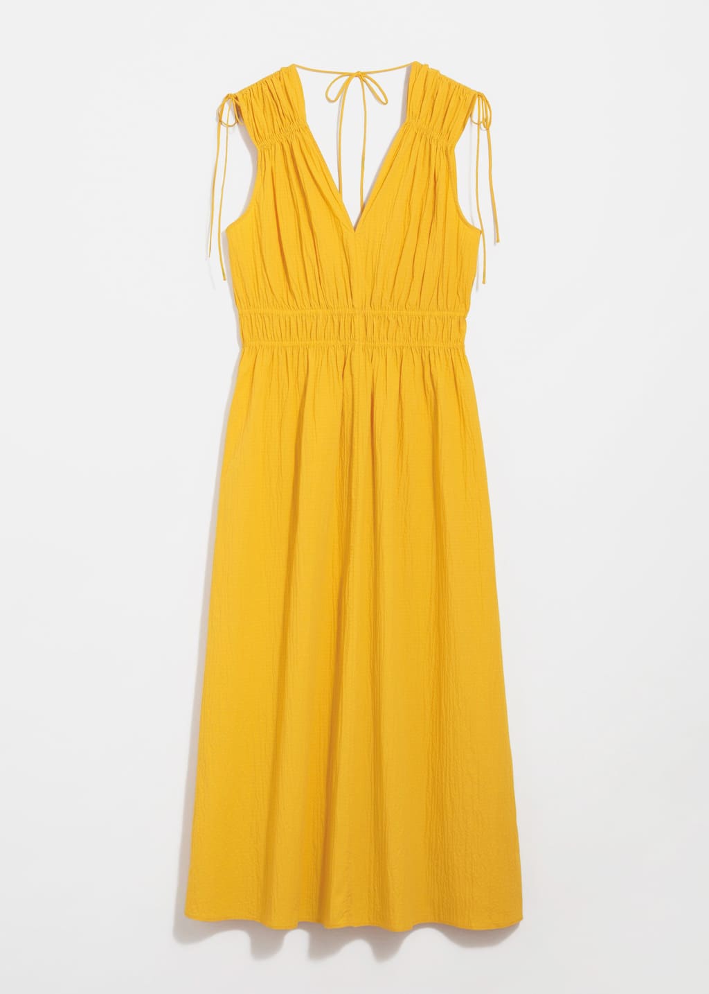Vestido midi con detalles de lazos - Amarillo - Bodegón
