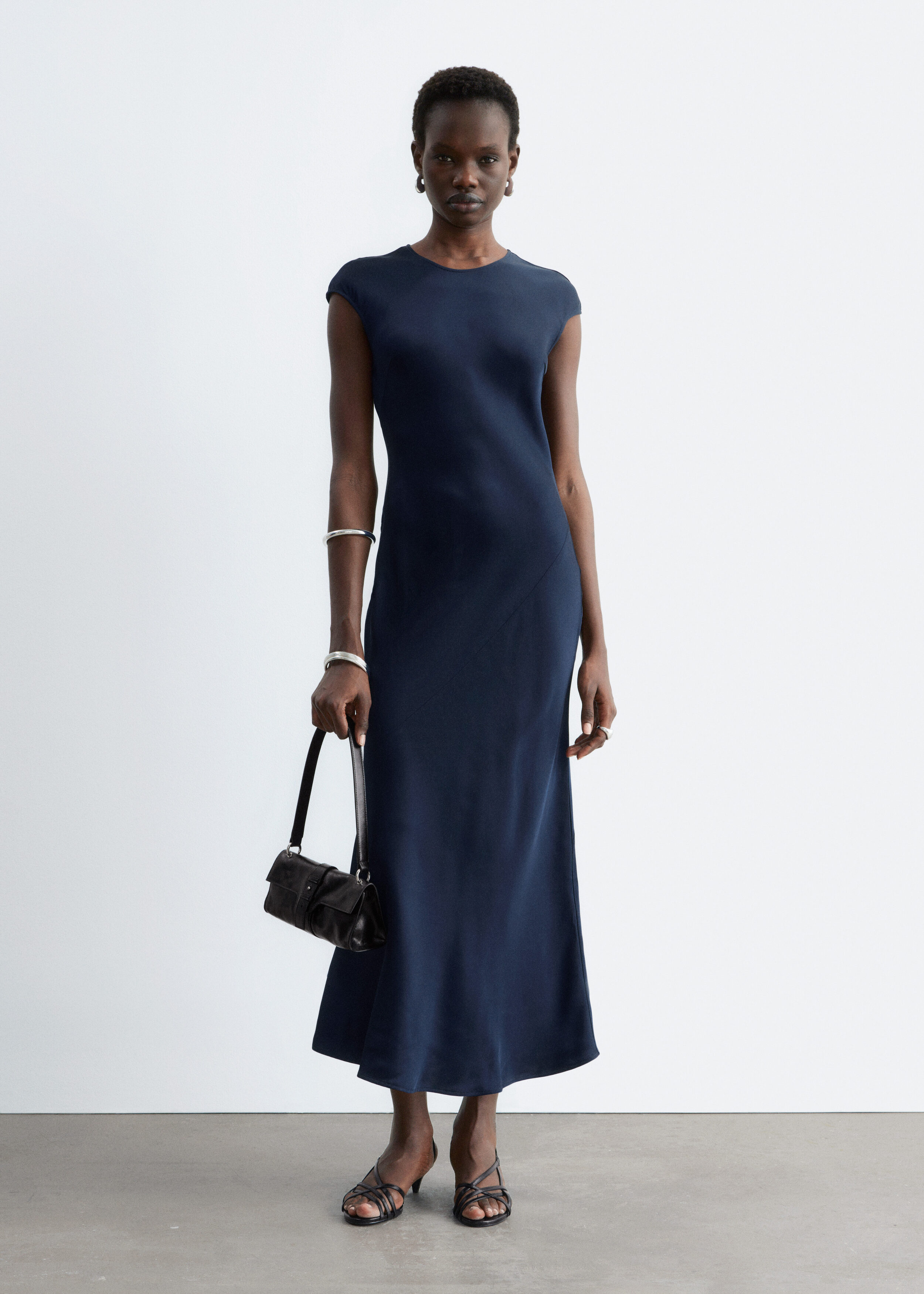 Draped Short-Sleeve Midi Dress - Black - & Other Stories GB