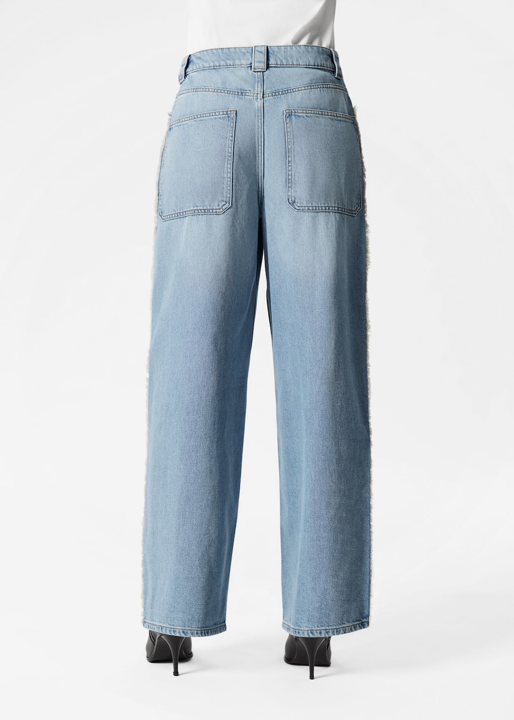 Image of Fringed Wide-Leg Jeans