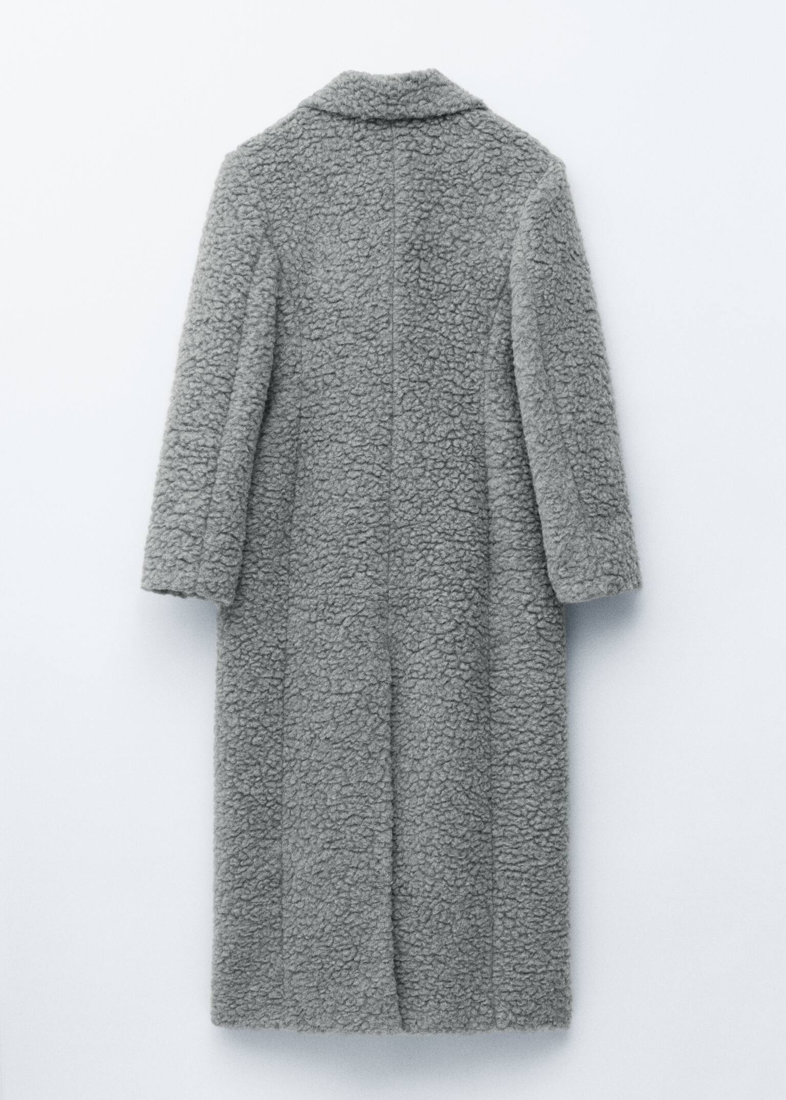 Wool Shearling Maxi Coat - Grey - 8