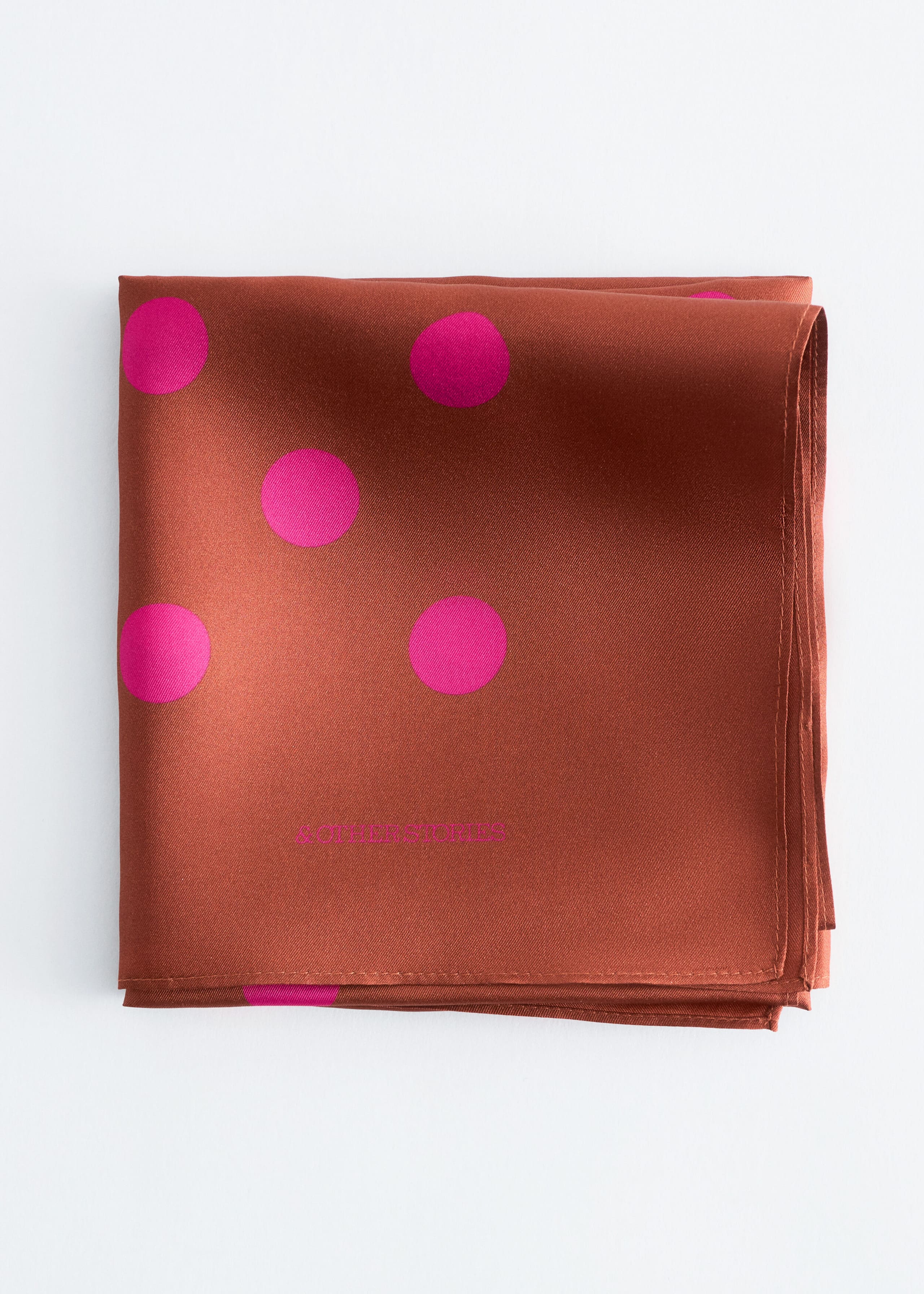 Polkadot Print Scarf - Brown/Pink Dots - Bodegón