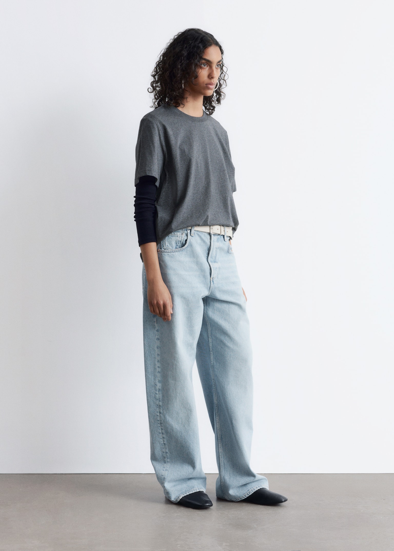 Crewneck T-Shirt - Dark Grey Melange/Black/Bej/Roșu/Verde Deschis/Alb/Mole - 3