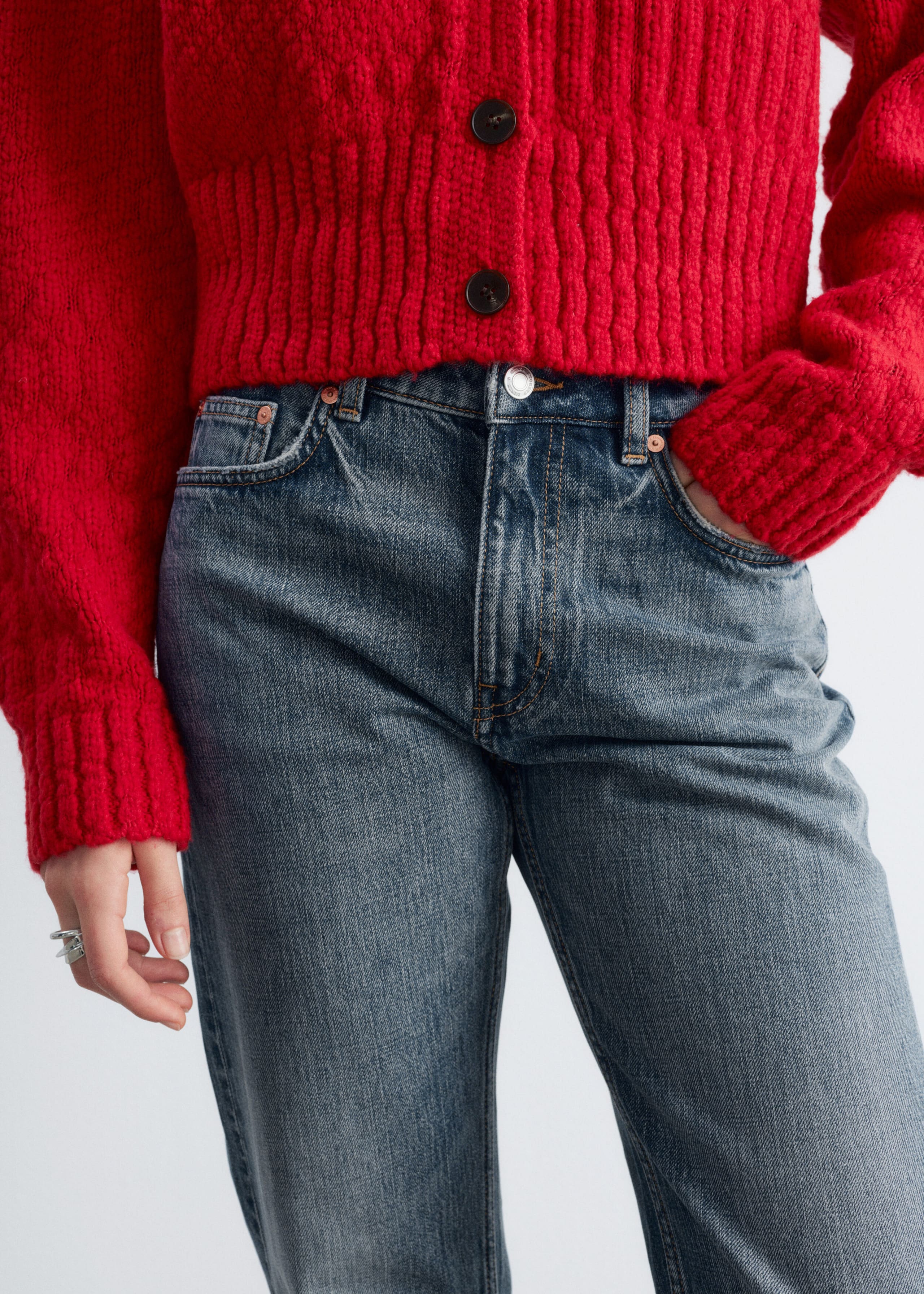 Mid-Waist Bootcut Jeans - Retro Blue - Lookbook