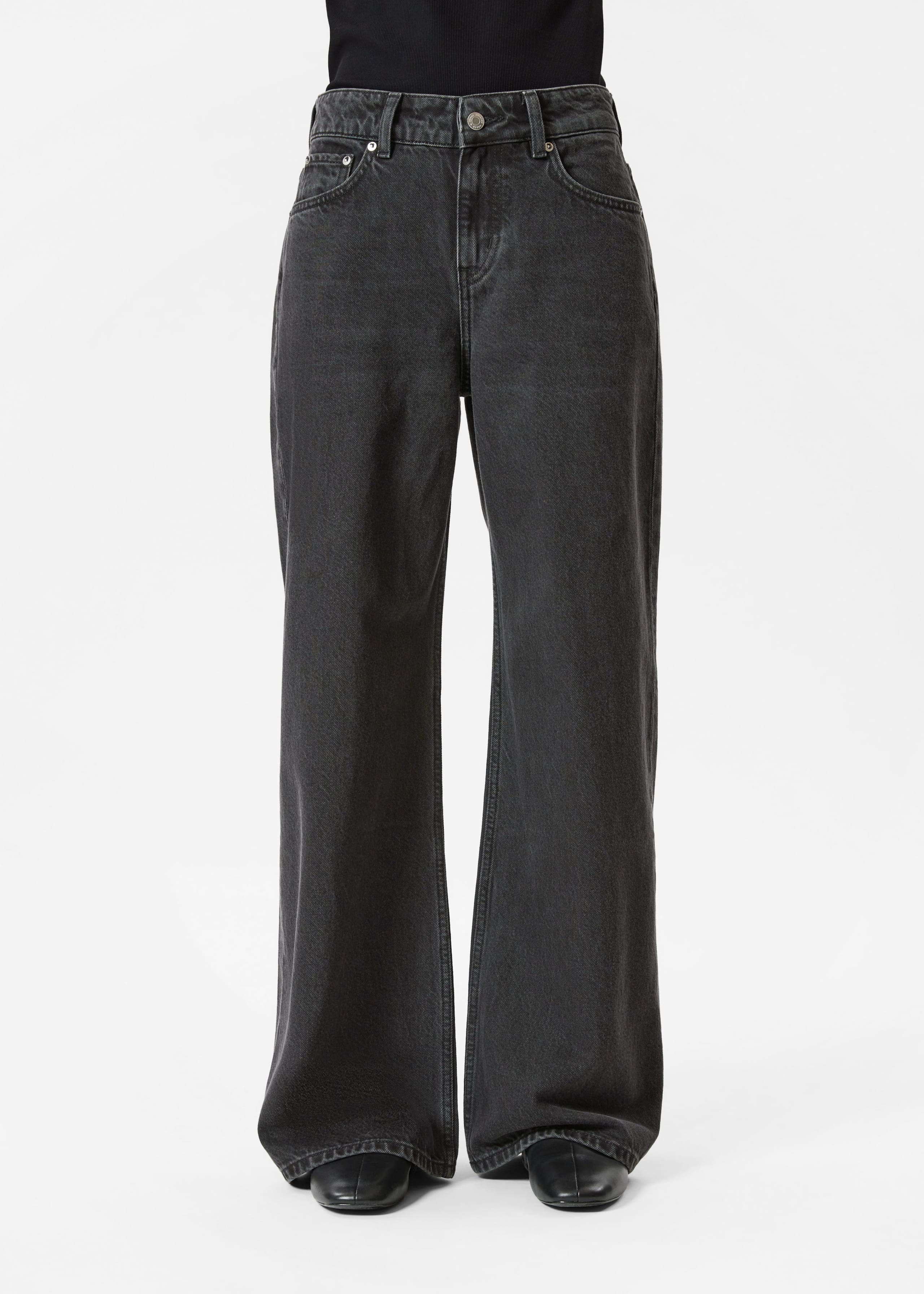 Wide Long Jeans - Mid Blue - Lookbook