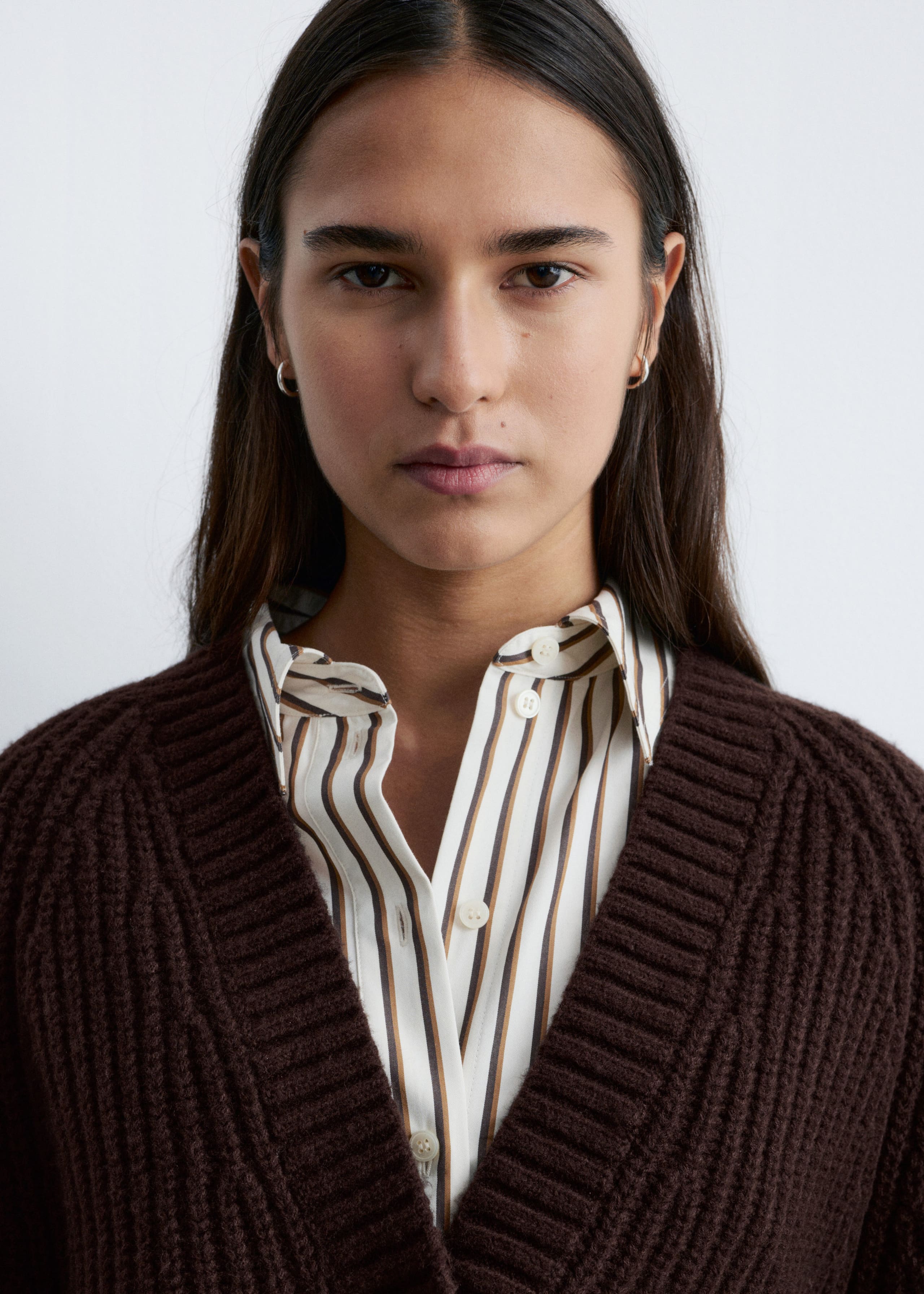 Chunky Rib-Knit Cardigan - Blue Melange - Lookbook