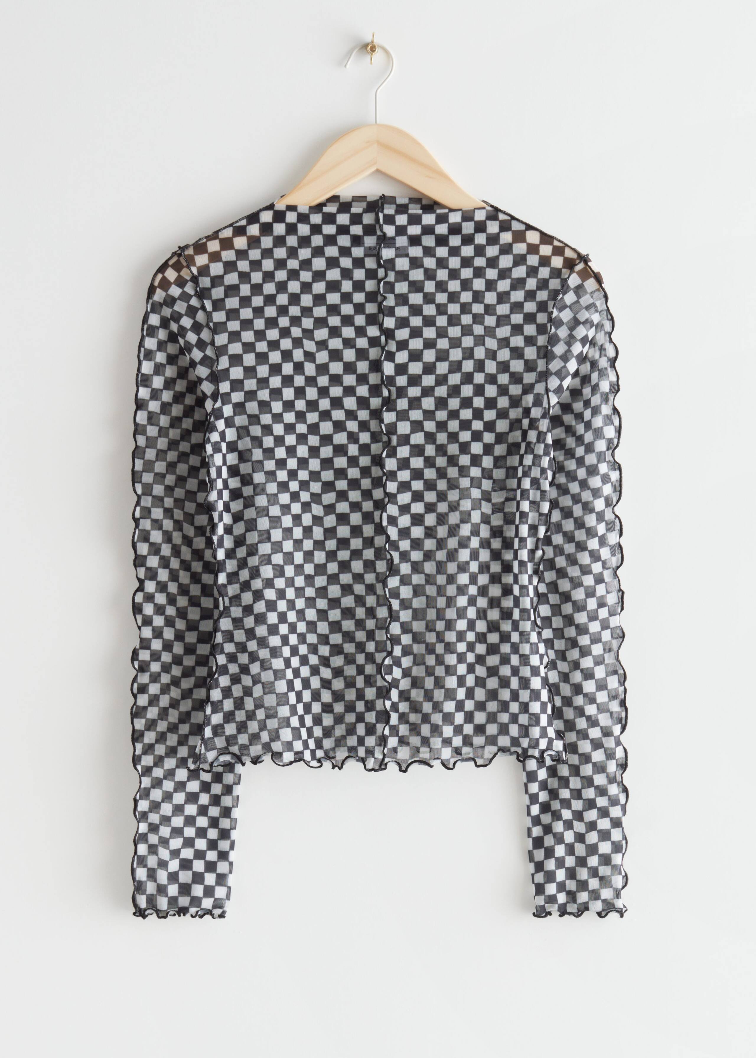 Frilled Mesh Top - Chessboard Print - Natura morta