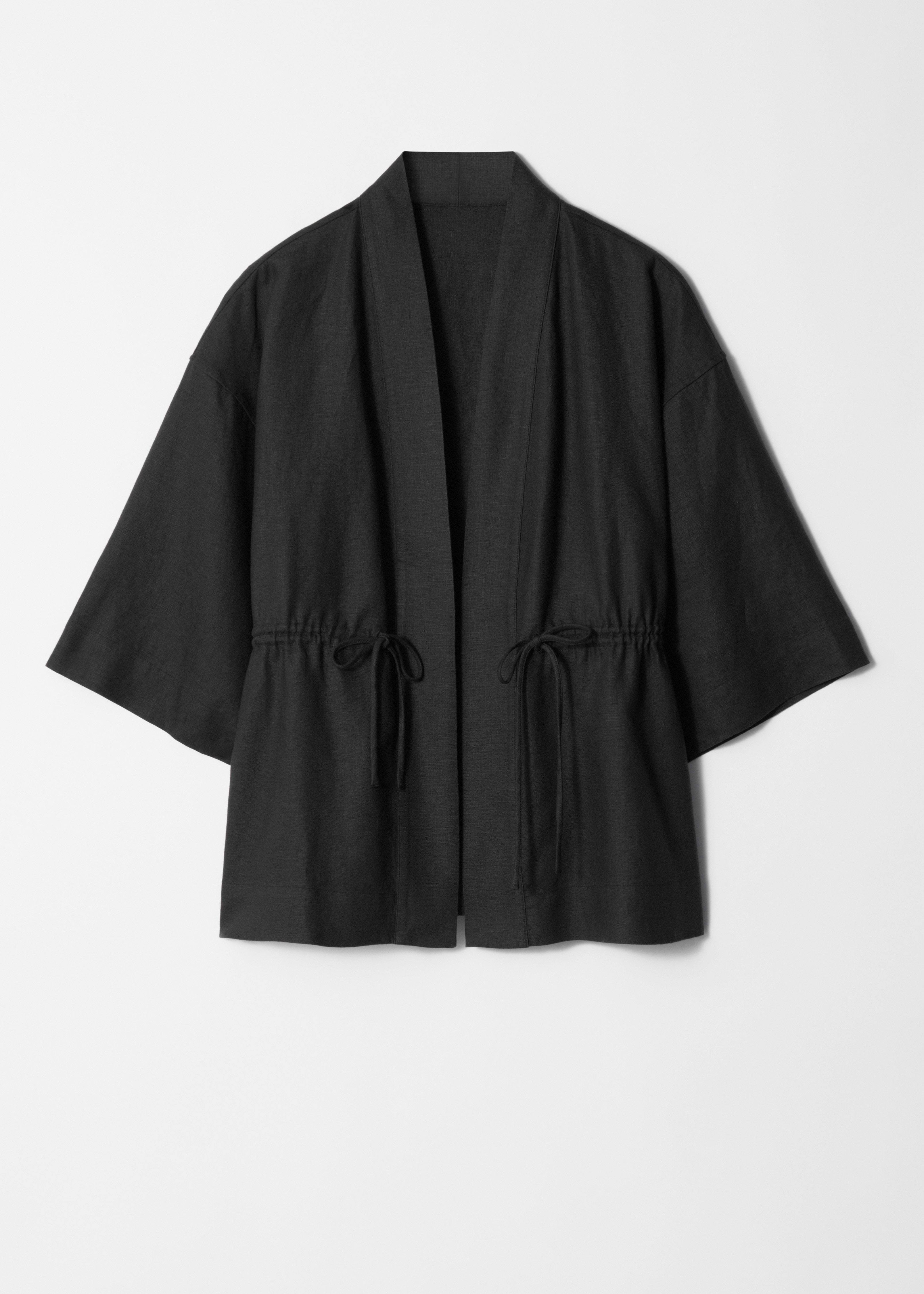 Λινό σακάκι με κορδόνι - Μαύρο/Χακί Πράσινο