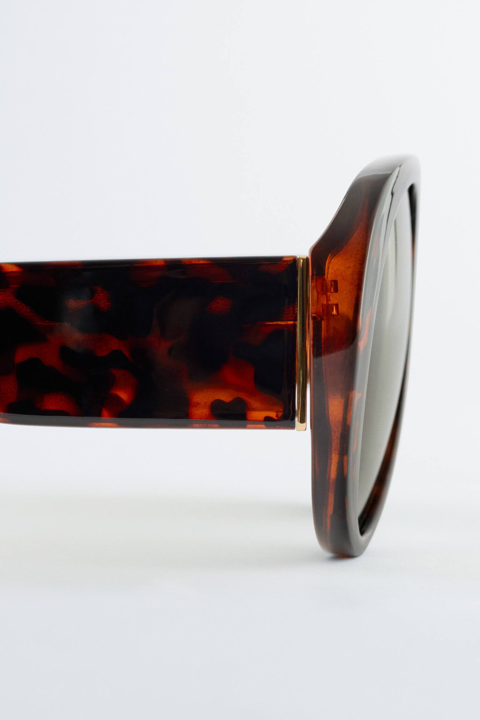 Occhiali da sole in stile aviatore oversize - Tartaruga marrone/Verde - 3