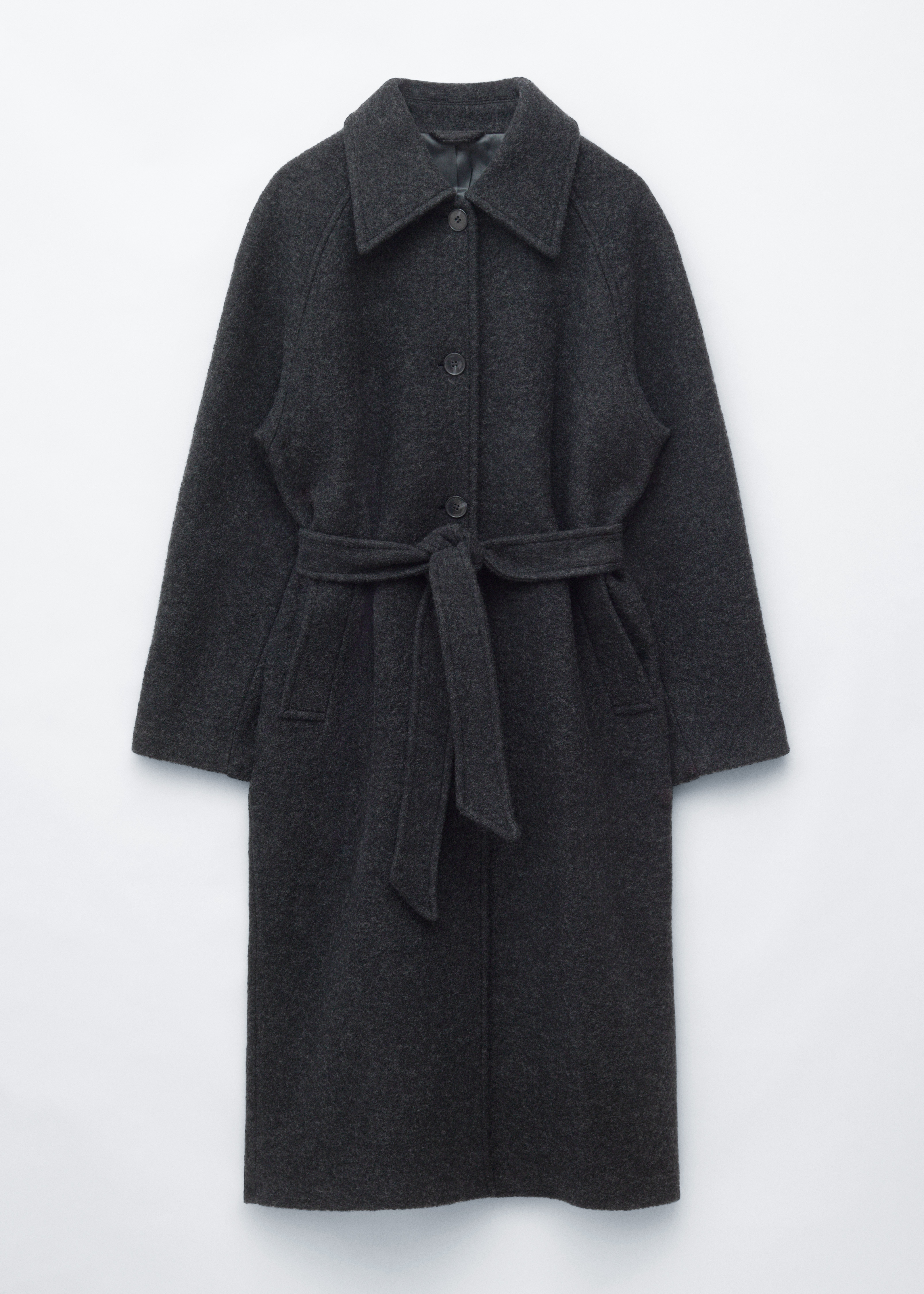 Car coat in lana bouclé - Grigio scuro/Marrone scuro