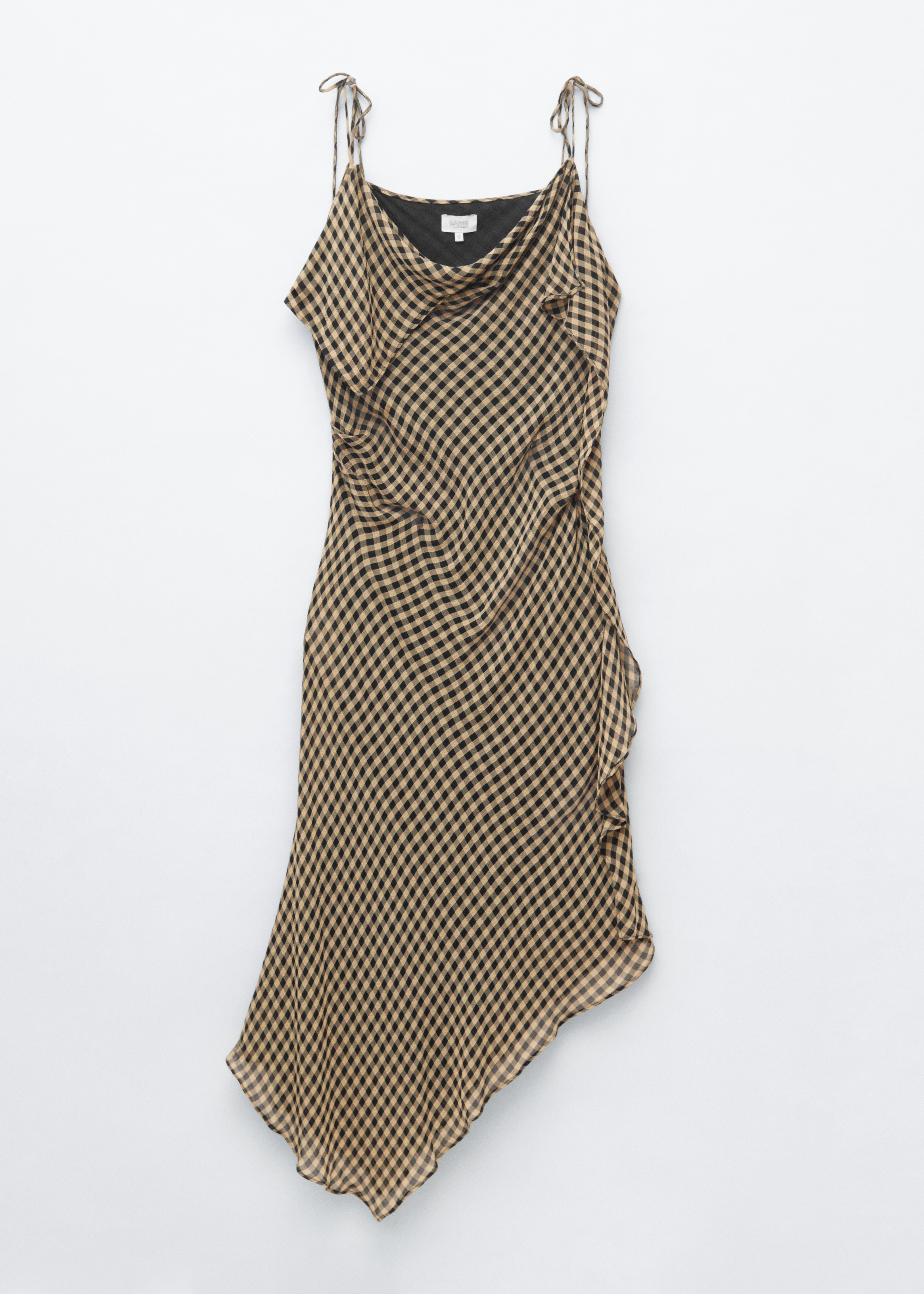 Robe midi drapée - Noir / Jaune / À carreaux/Bleu/À carreaux
