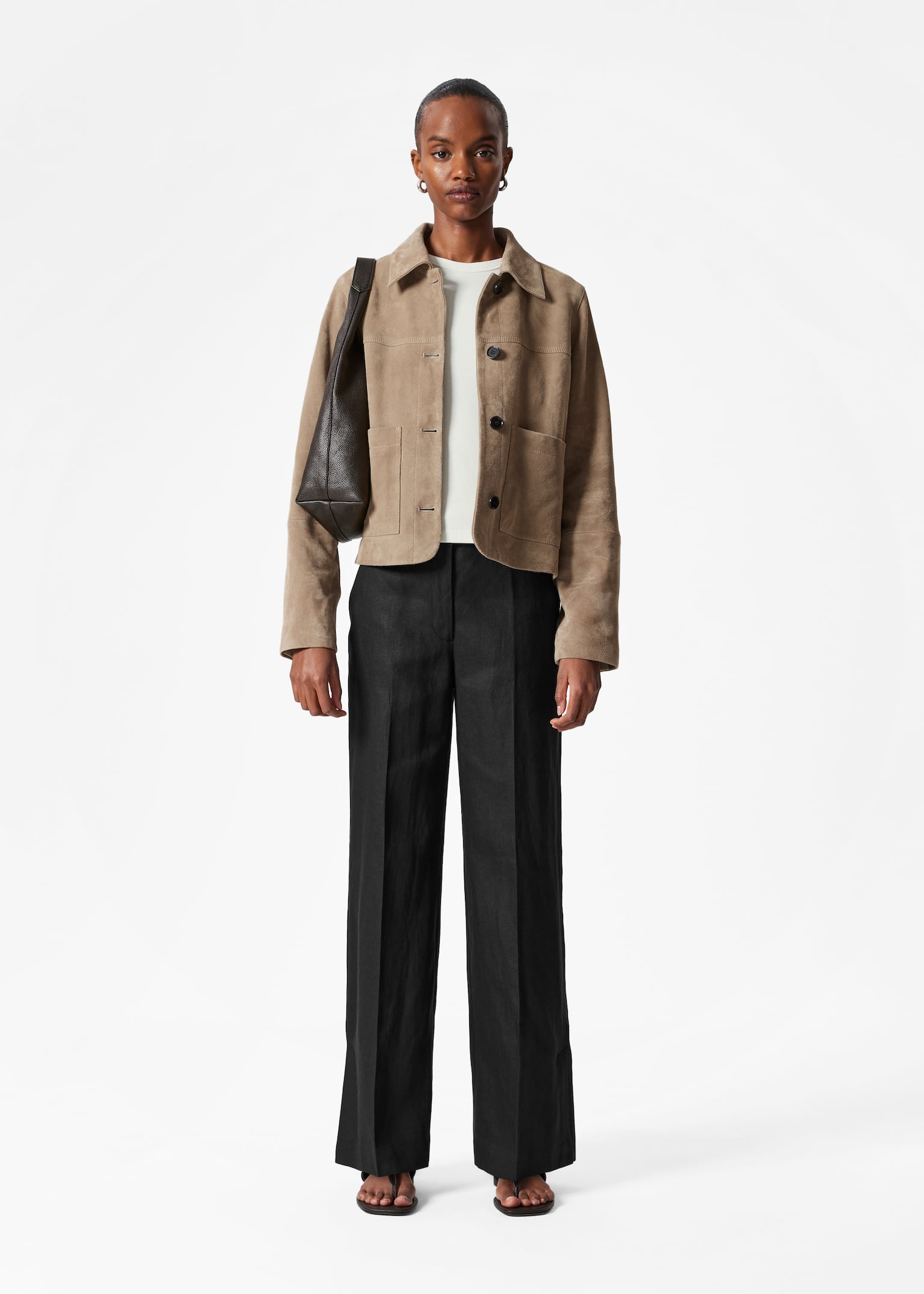 Pantaloni sartoriali in lino - Nero/Beige/Giallo chiaro/Azzurro/Rosa chiaro/Marrone scuro