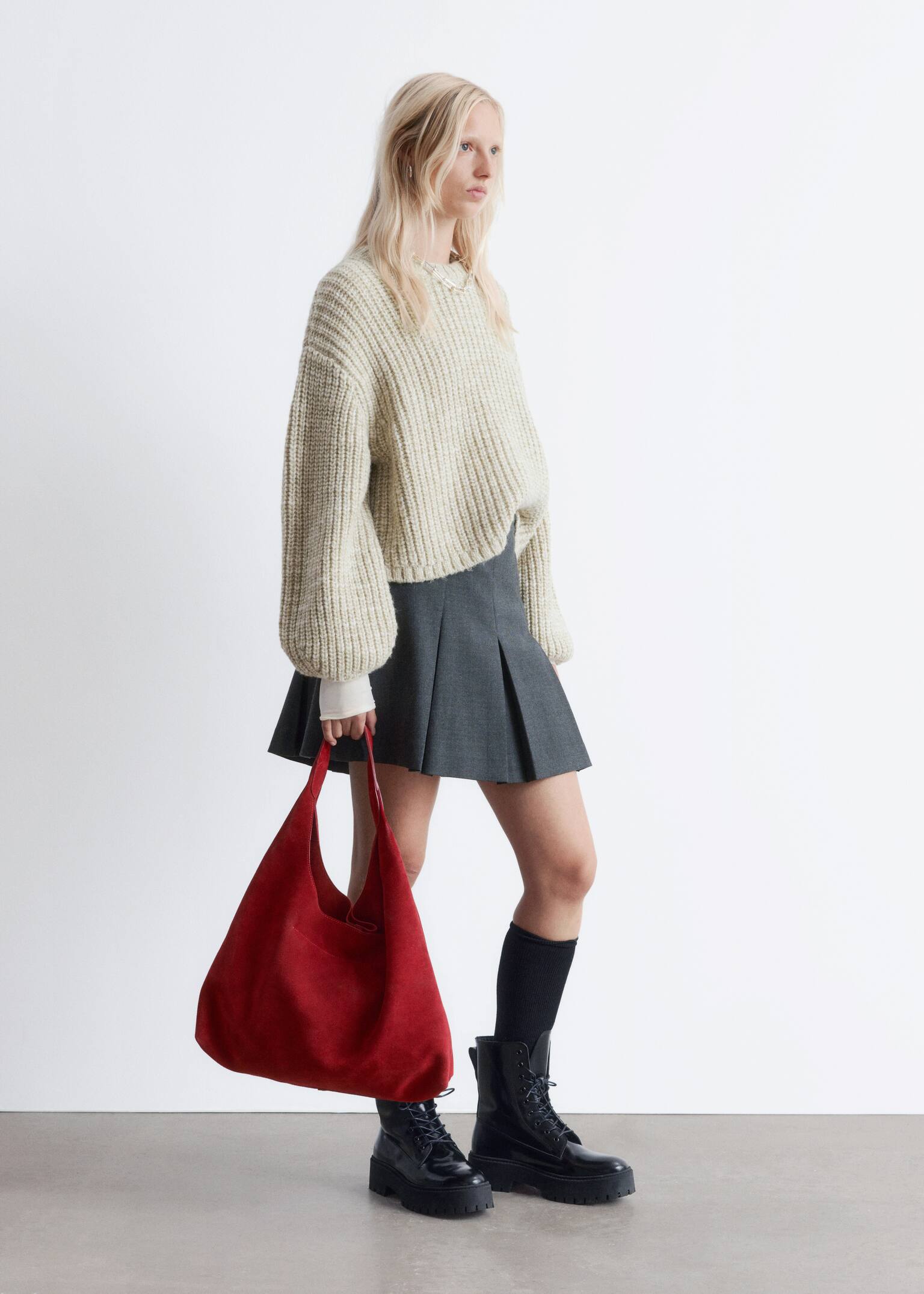 Melírovaný pletený sveter - Svetlozelená - 6