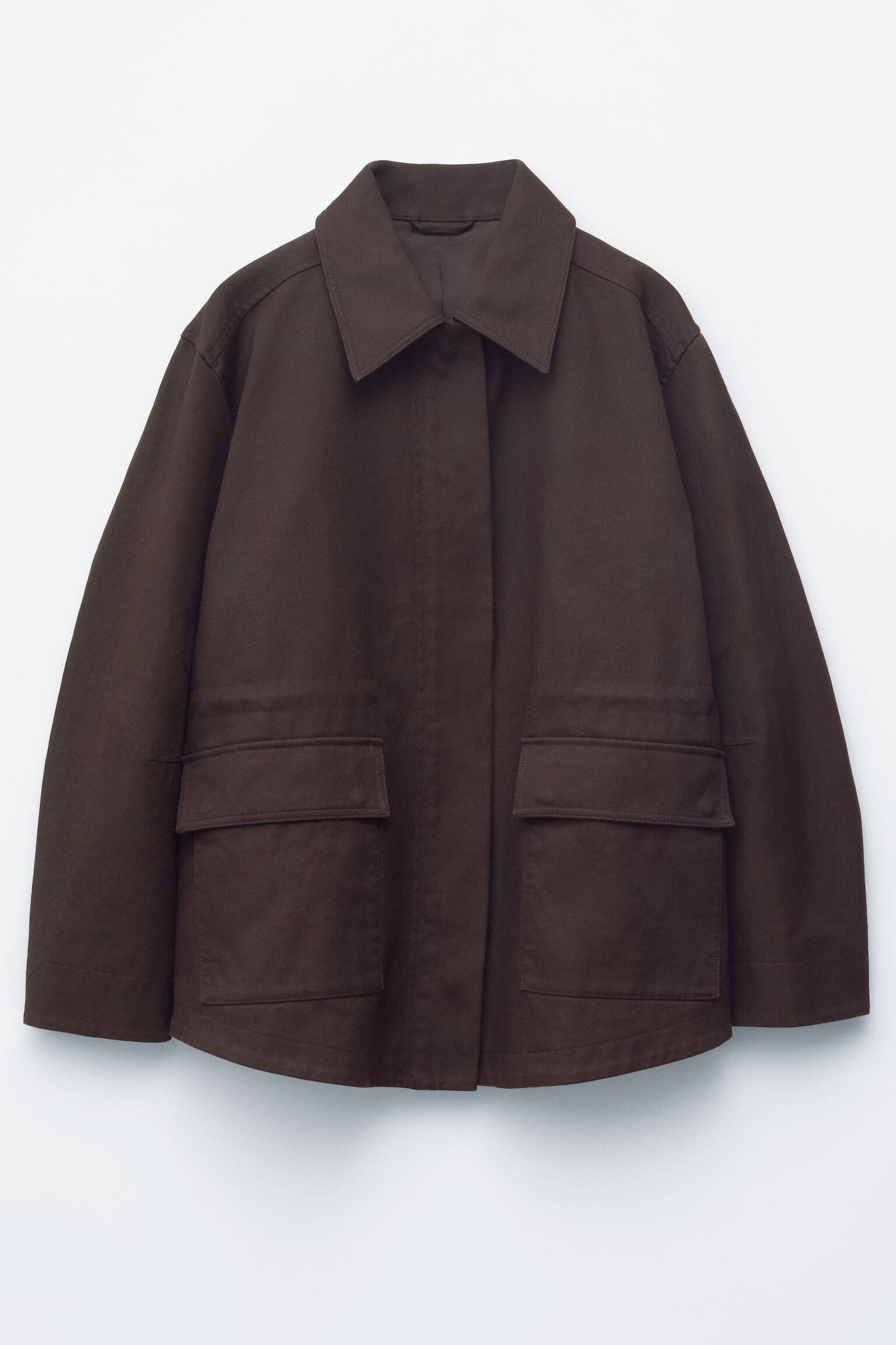 Oversized funktionsjakke med snoretræk - Dark Brown/Sennepsgul - 4