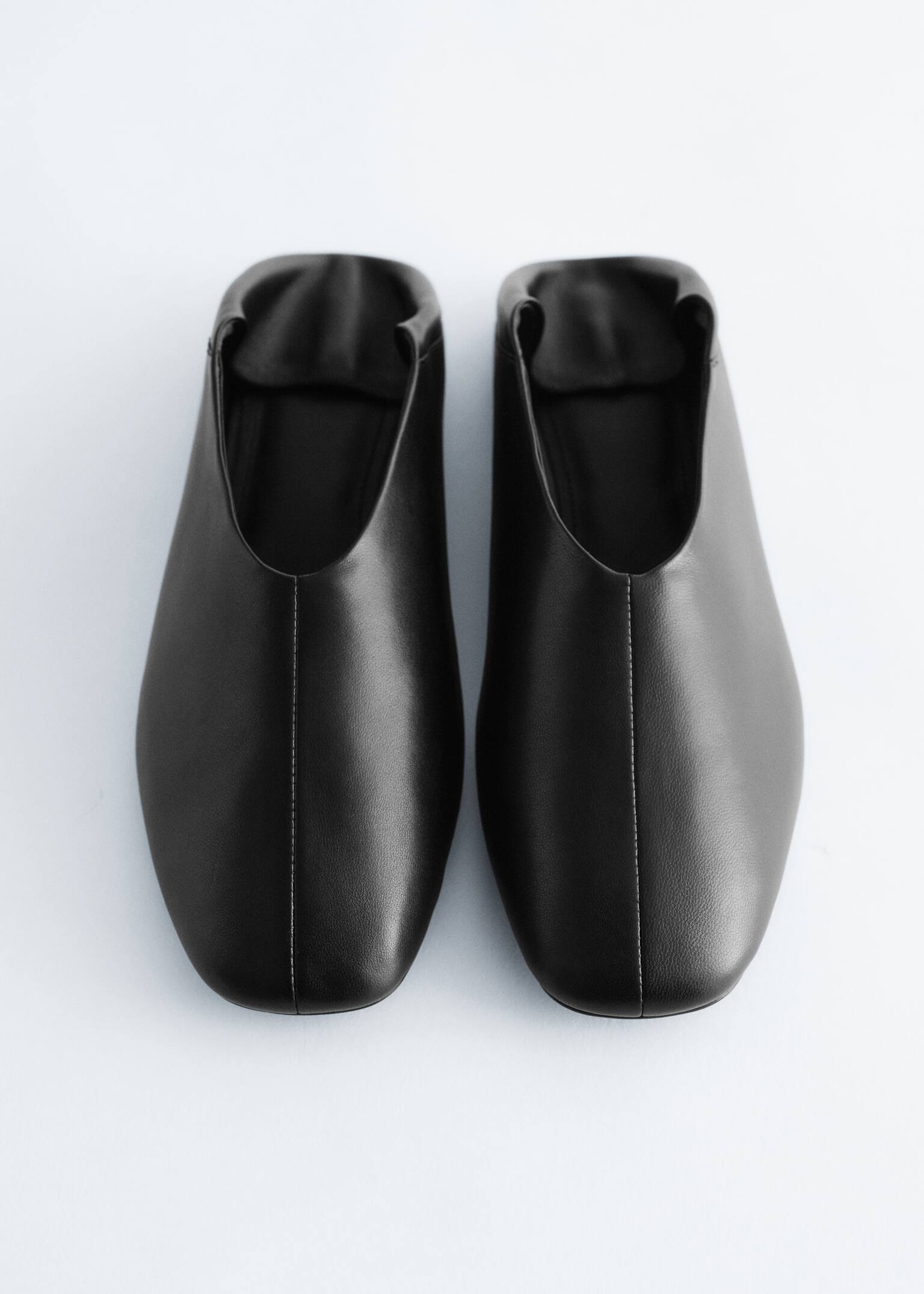 Kožené baleríny - Čierna/Tmavohnedá - 5