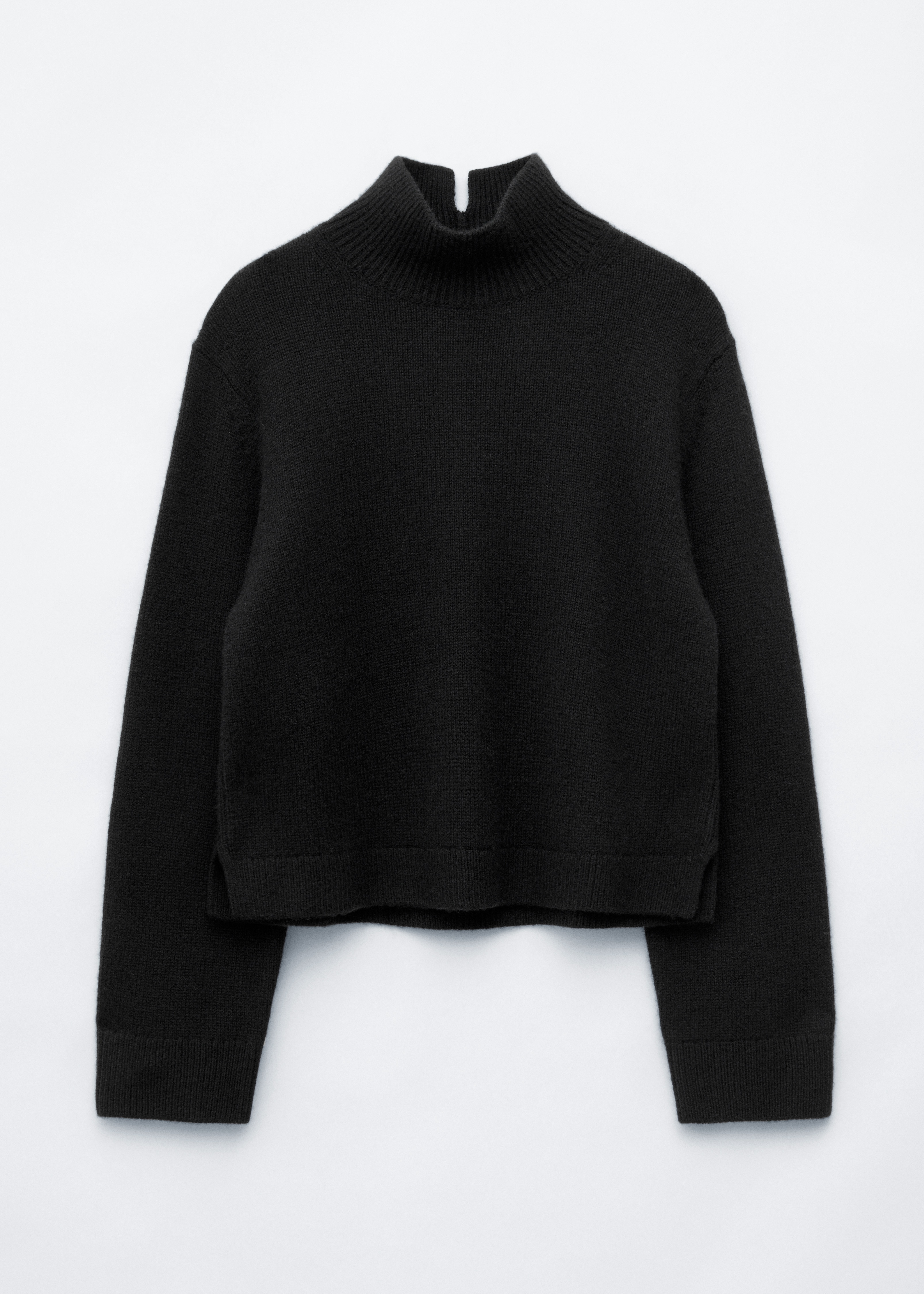 Maglione a lupetto in misto lana e cashmere - Nero/Talpa scuro/Rosso