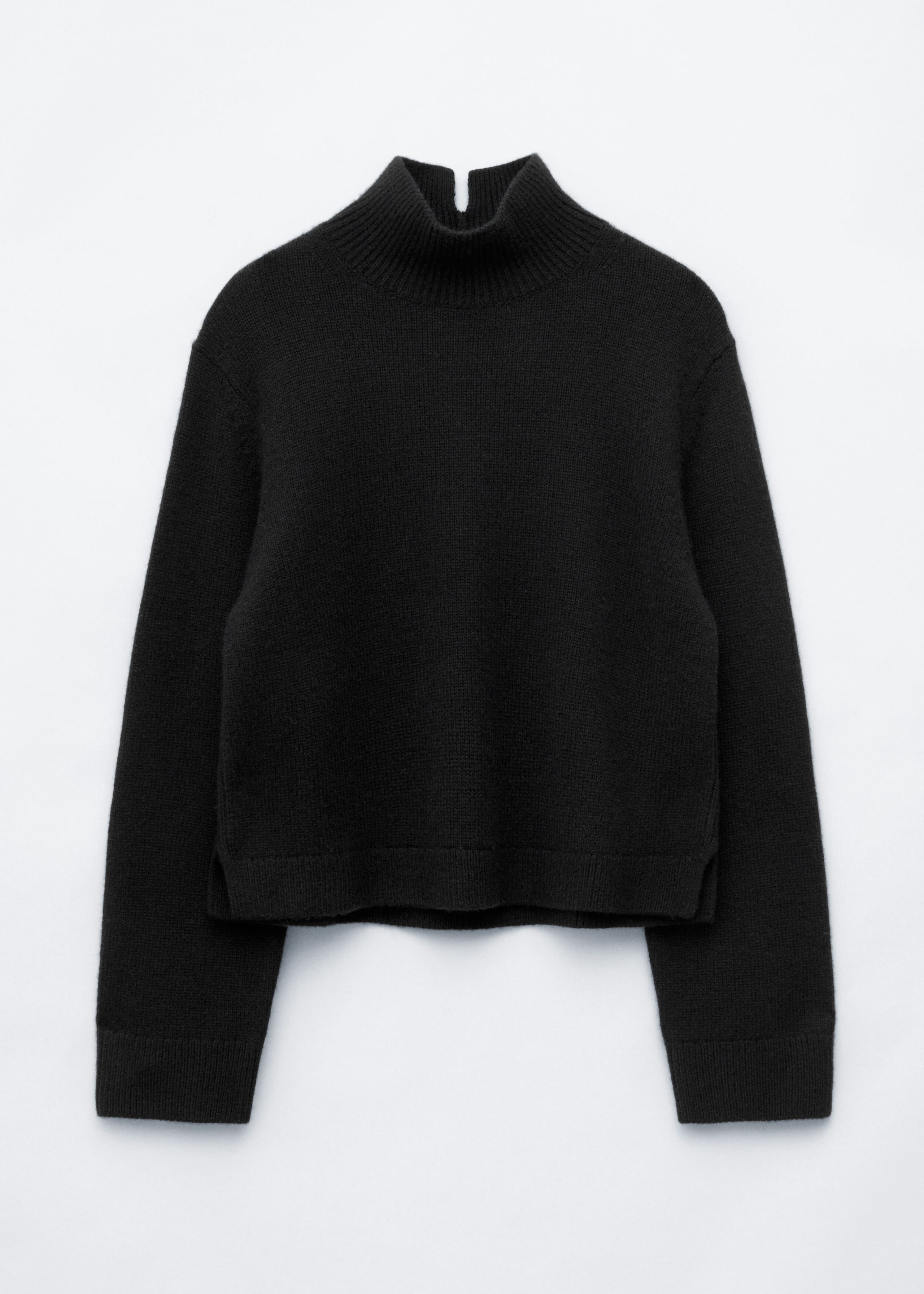 Wool-Cashmere Mock Neck Jumper - Black - Still Life
