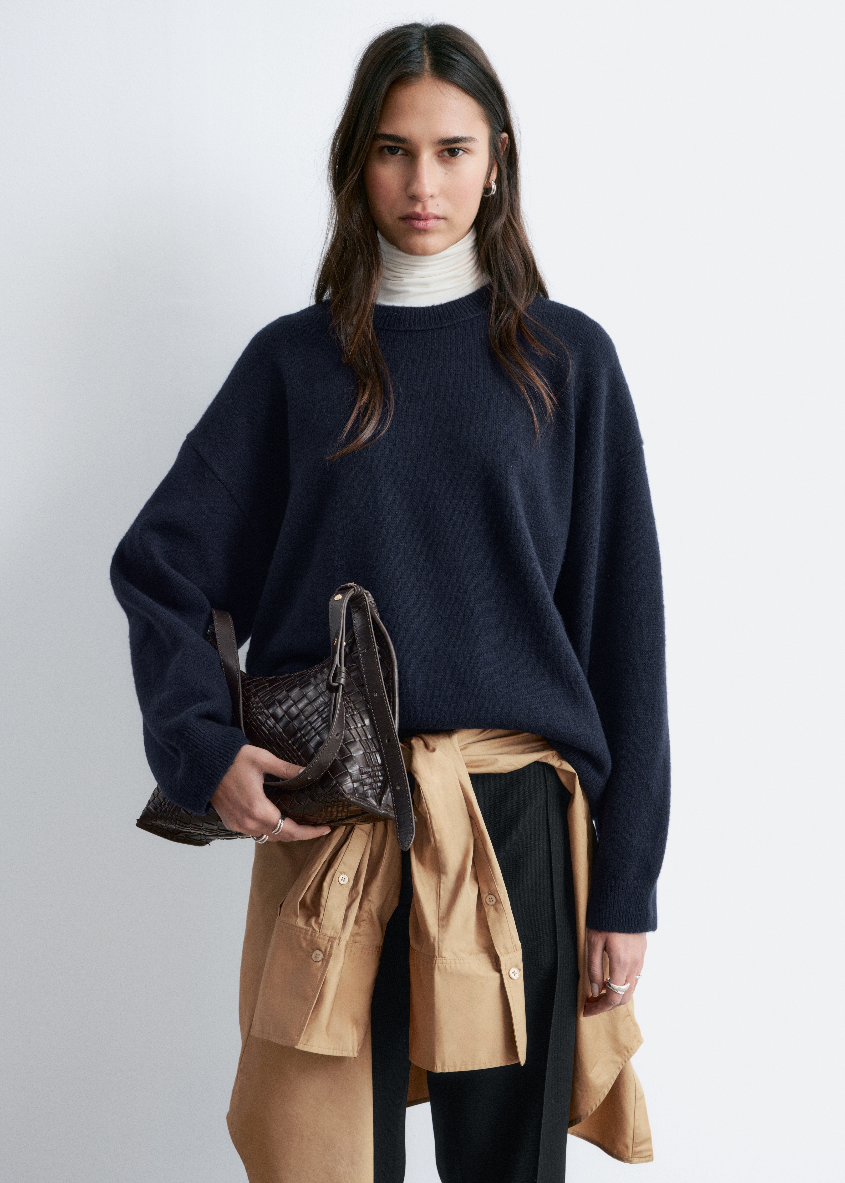 Jersey de punto de corte holgado - Azul marino/Turquesa claro/Gris jaspeado/Rojo