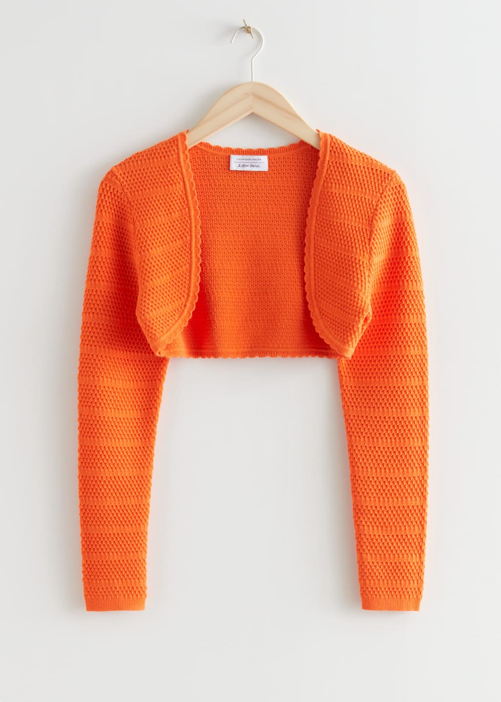 Scalloped Knit Cardigan - Orange - Still Life