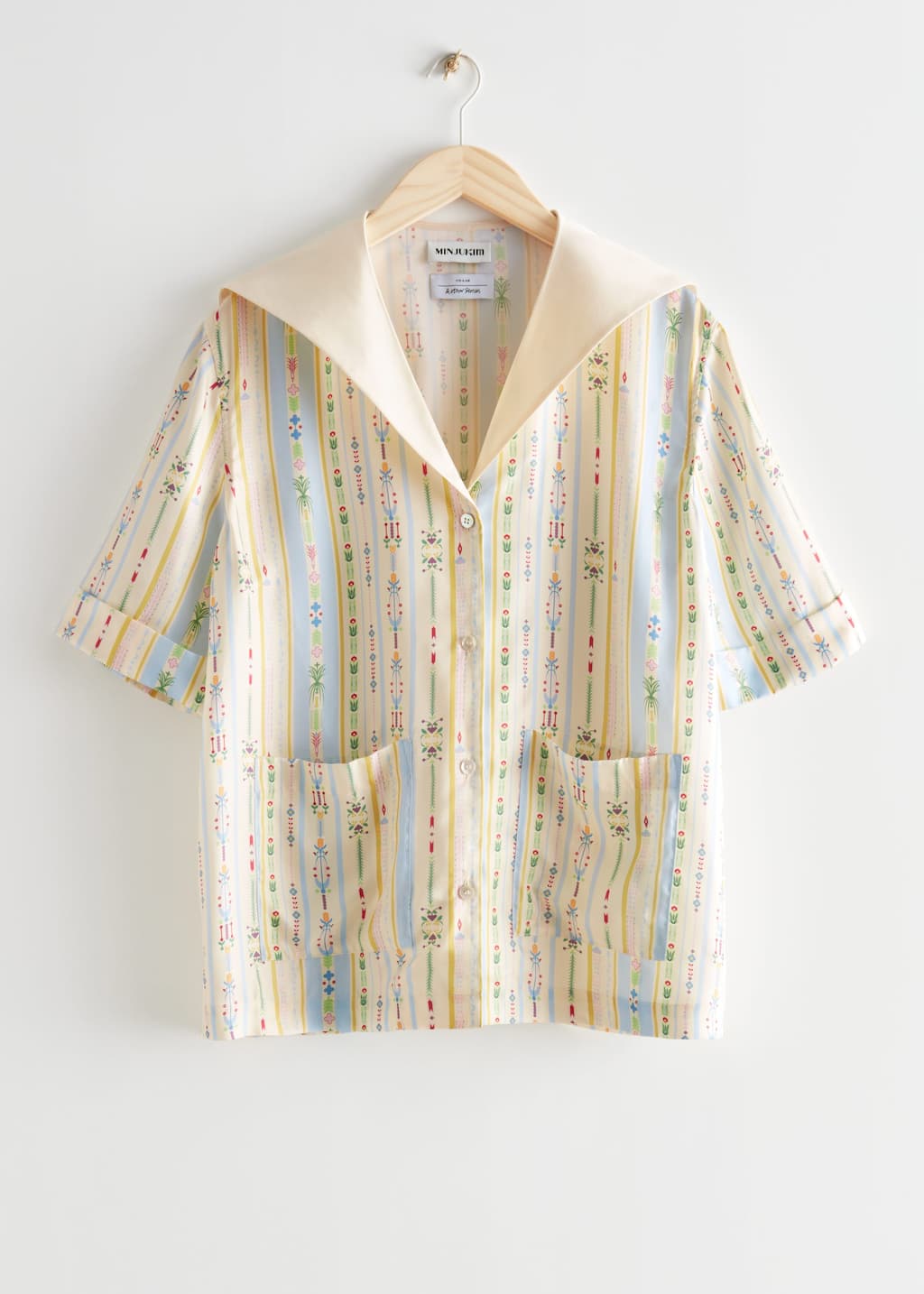 Sailor Collar Silk Blouse - Blue/Yellow - Natura morta