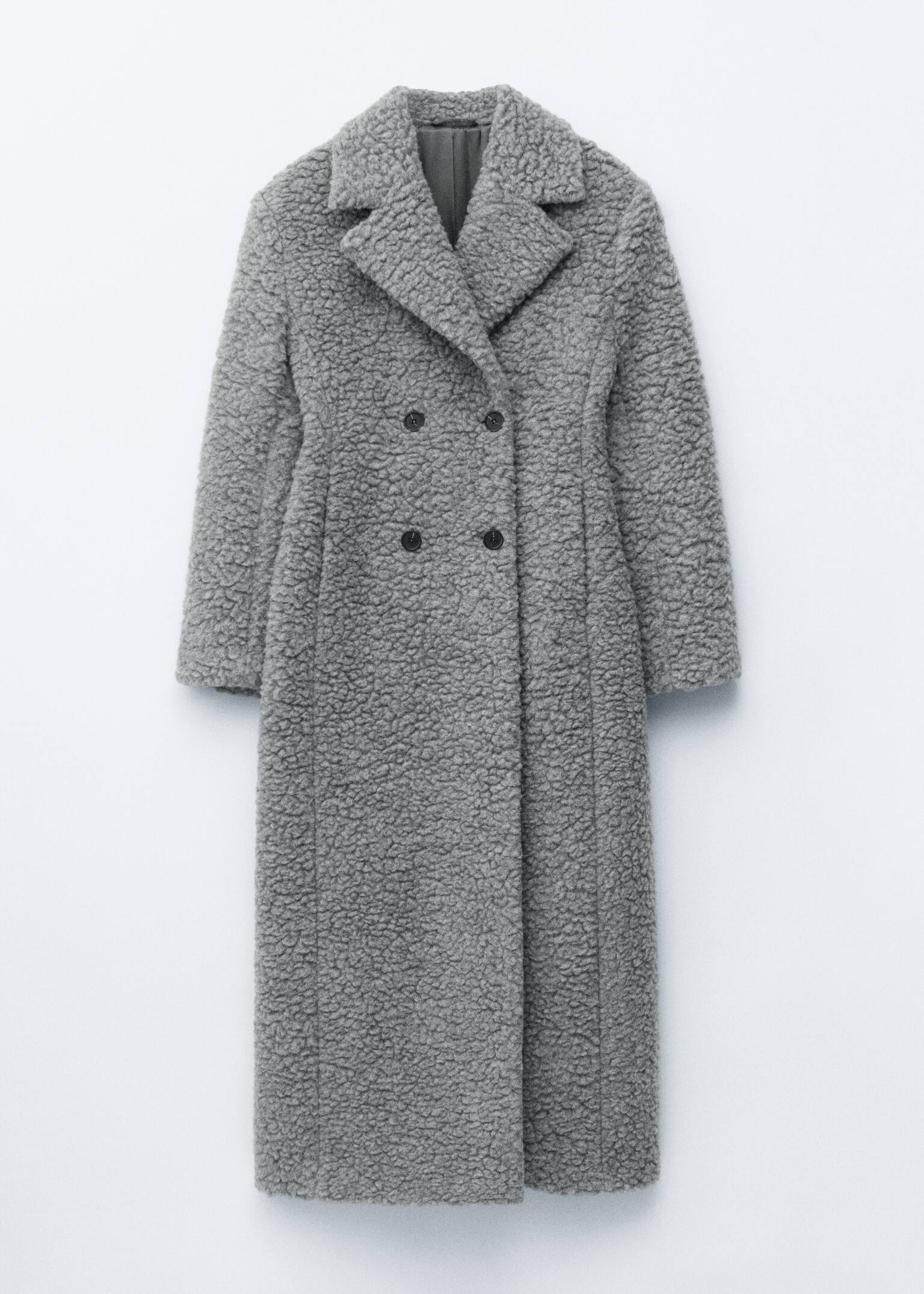 Wool Shearling Maxi Coat - Grey - 2