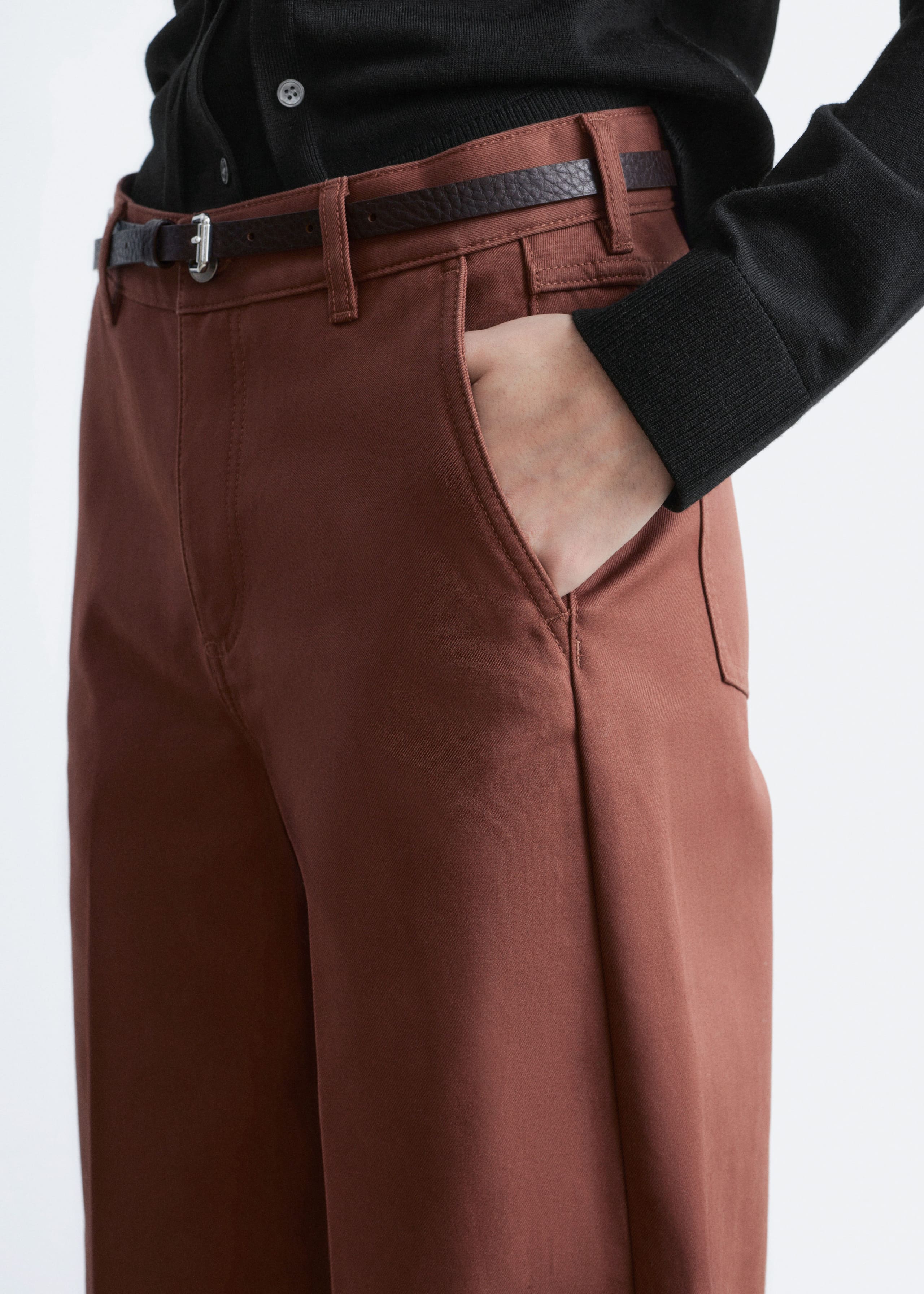 Image of Wide-Leg Cotton Trousers