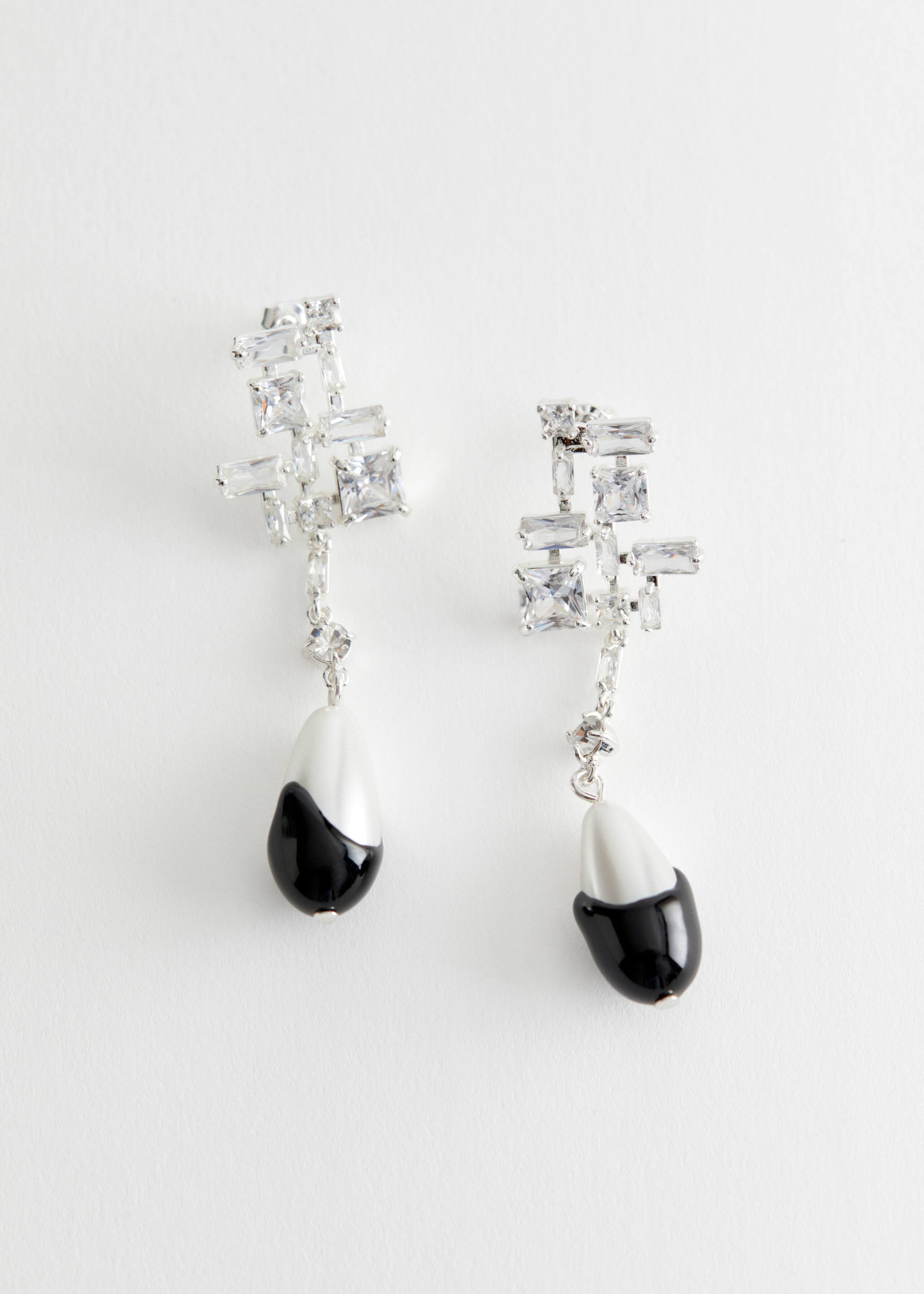 StonePendantArtDecoEarrings - Silver/Black - Bodegón