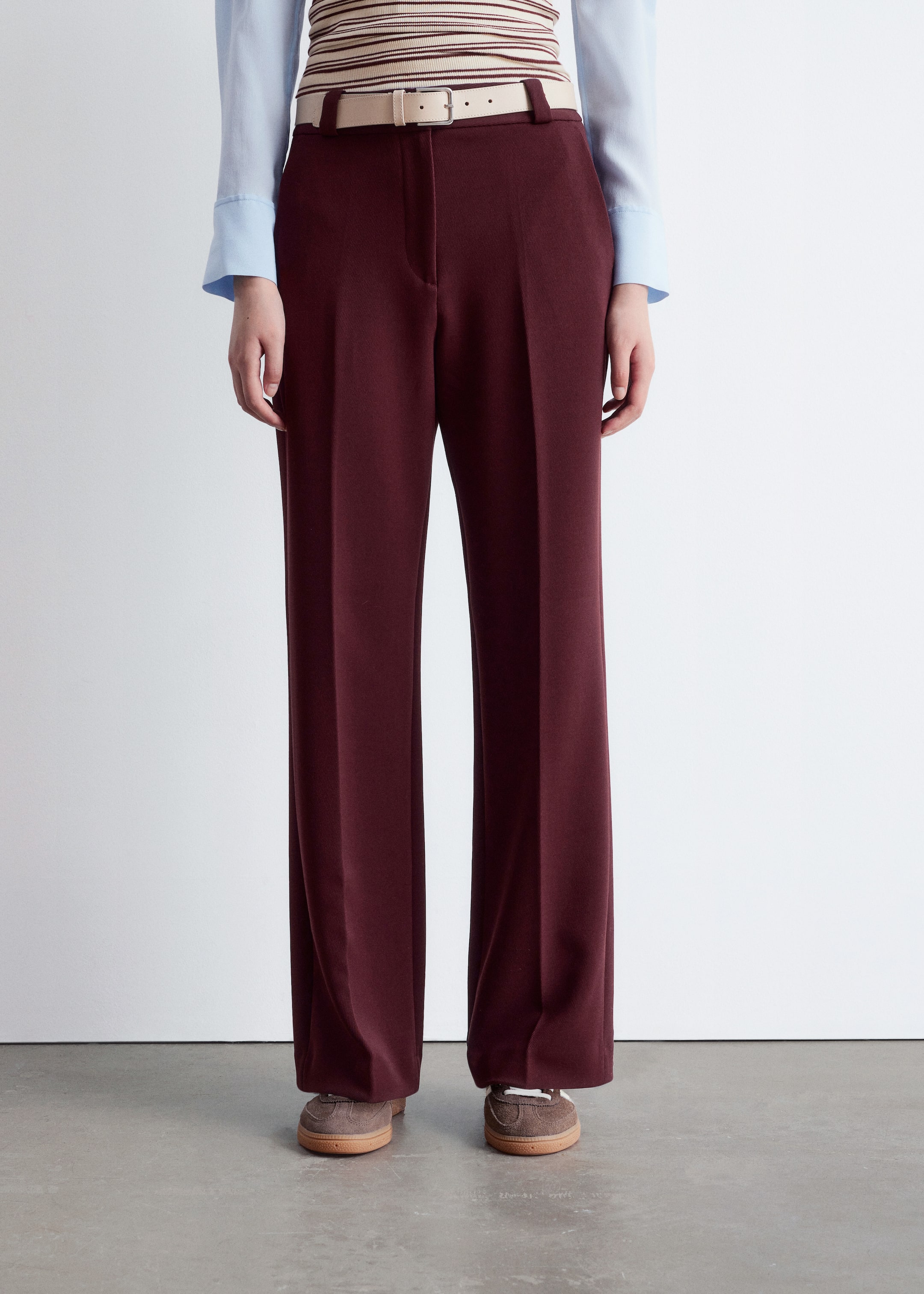 Agrandir l'image: Pantalon large à plis marqués - Rouge foncé - FEMME | H&M FR 3