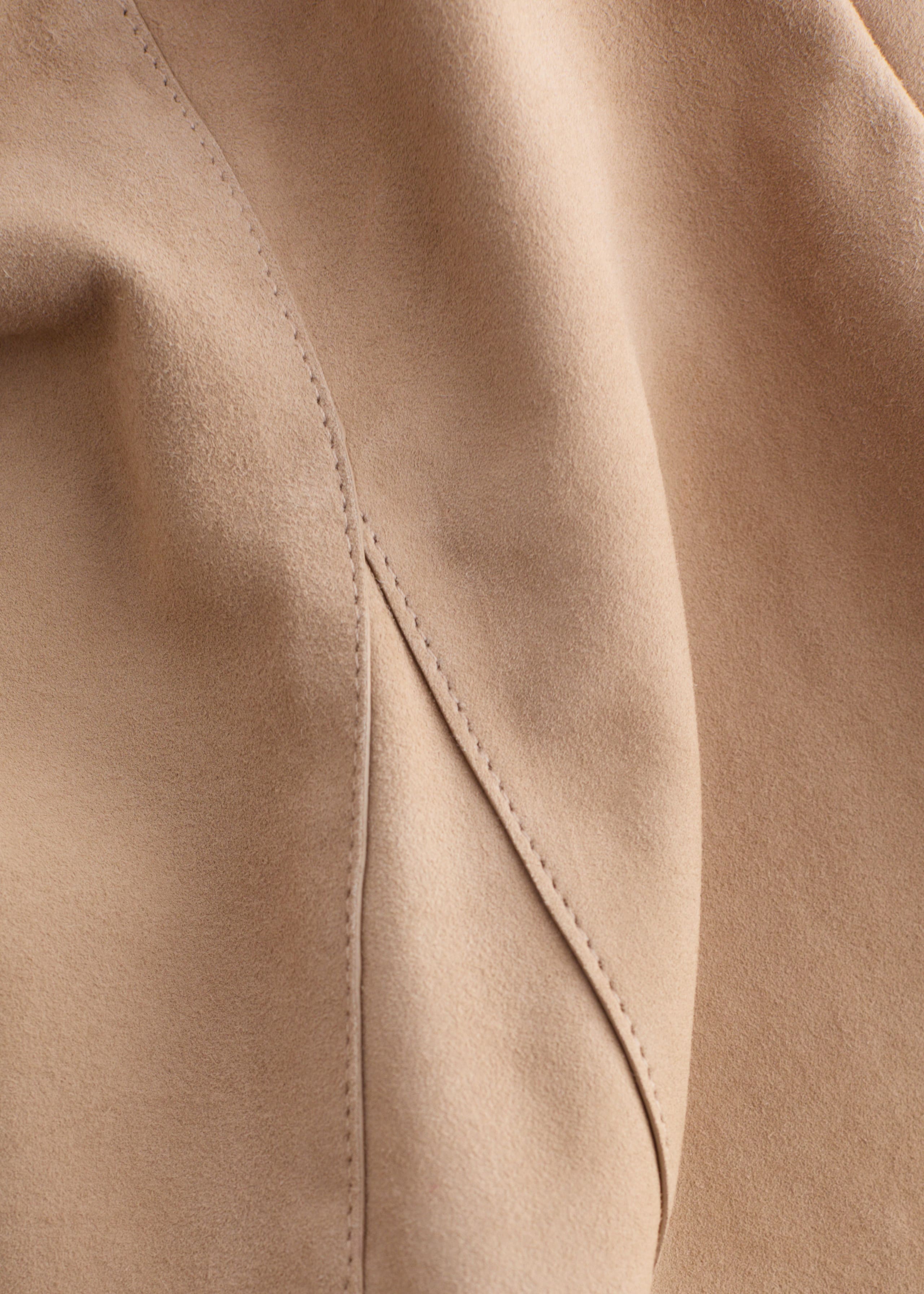 Image of Knee-length A-line Suede Skirt